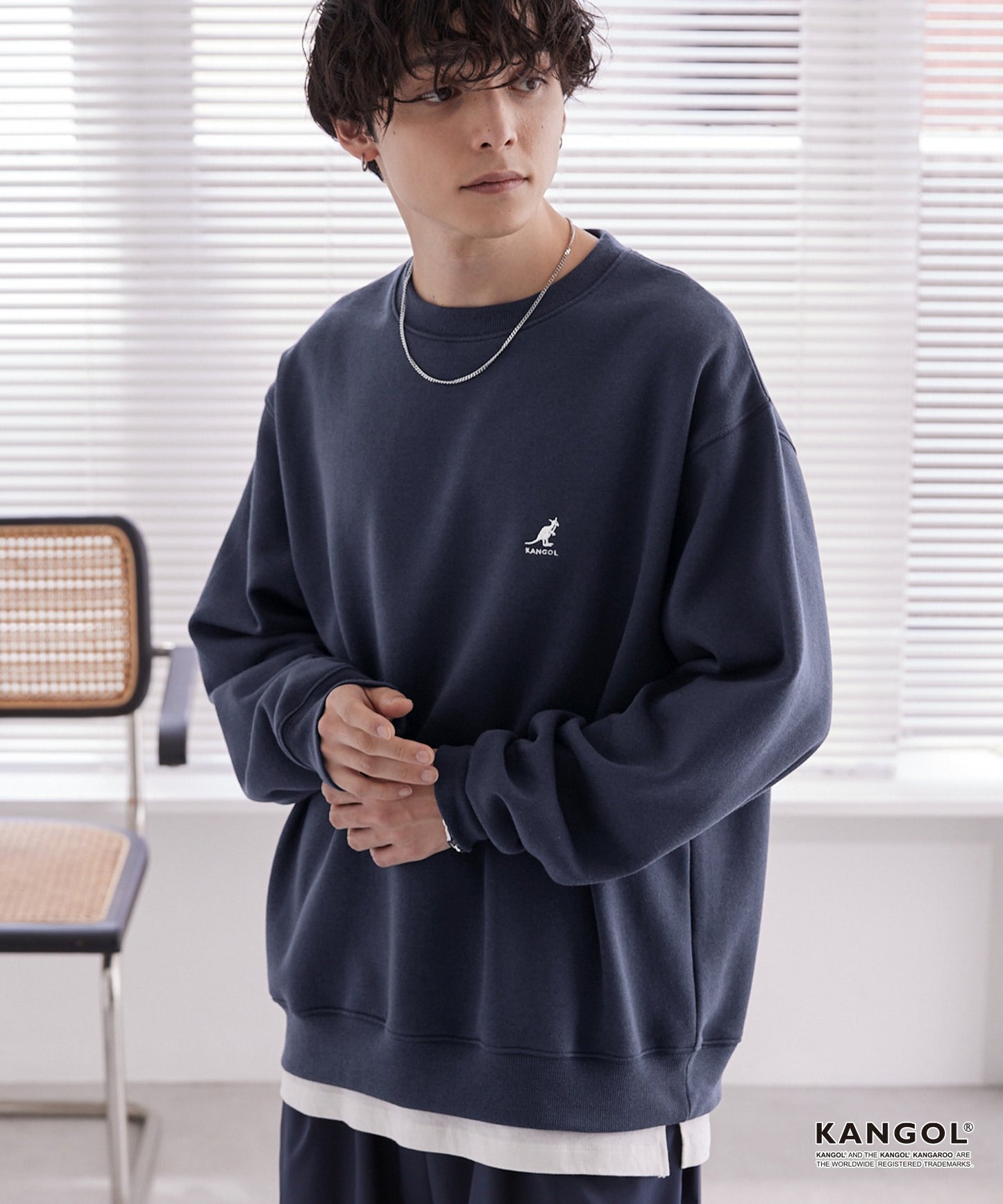 KANGOL 刺繡 Logo 寬版大學T