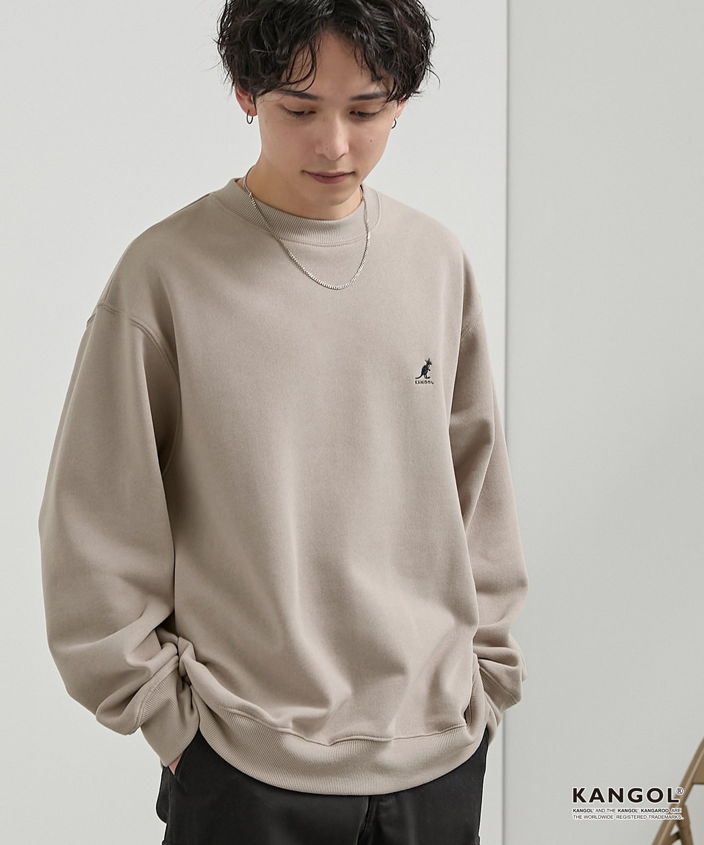 KANGOL 刺繡 Logo 寬版大學T