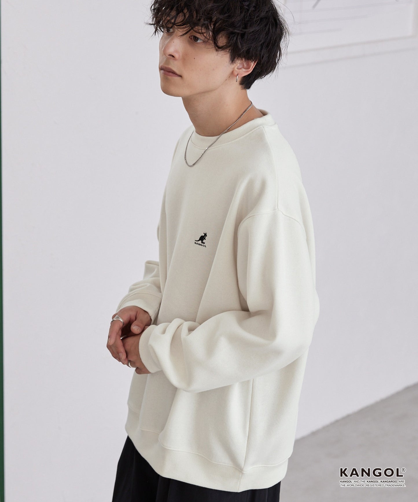 KANGOL 刺繡 Logo 寬版大學T