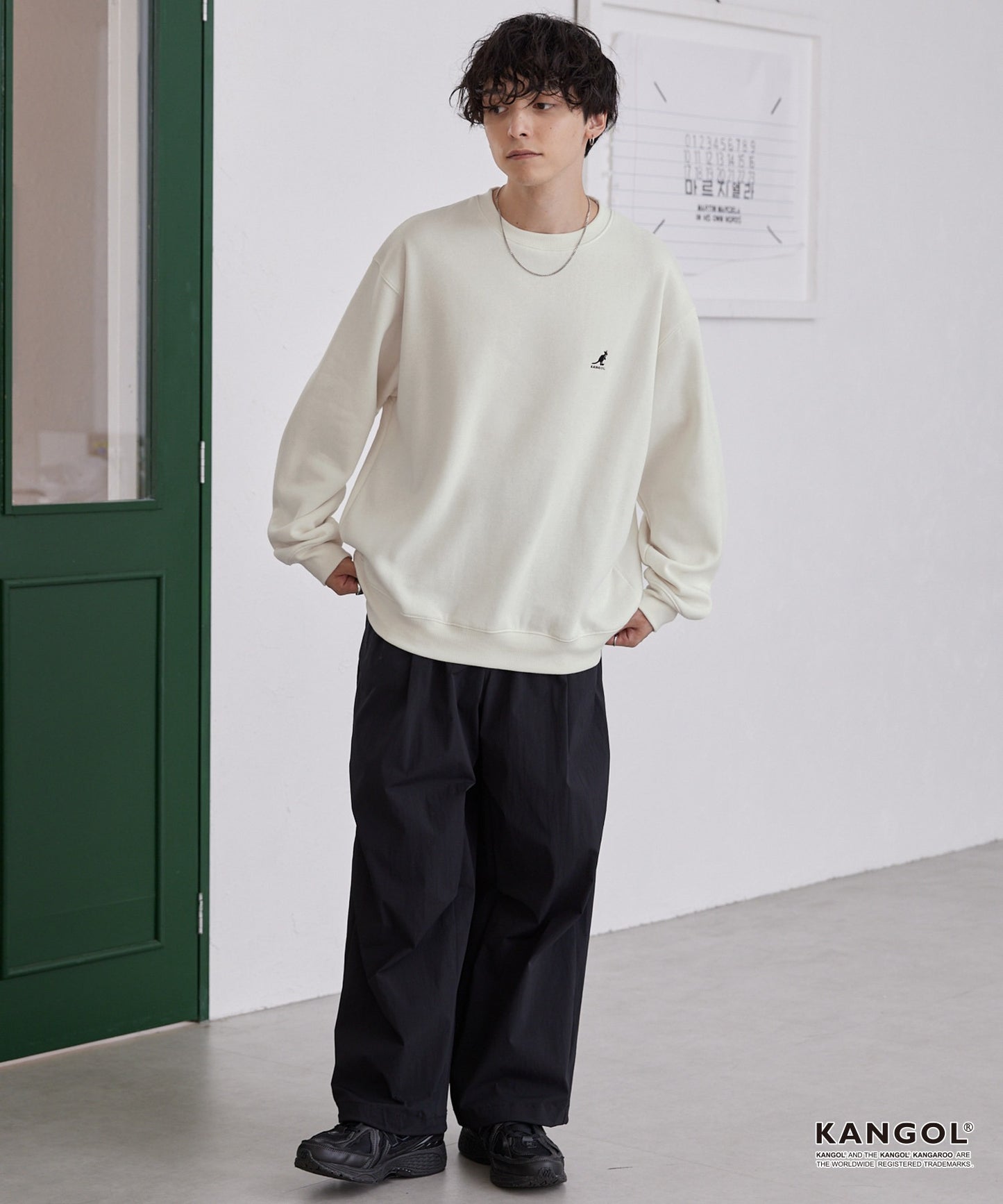 KANGOL 刺繡 Logo 寬版大學T