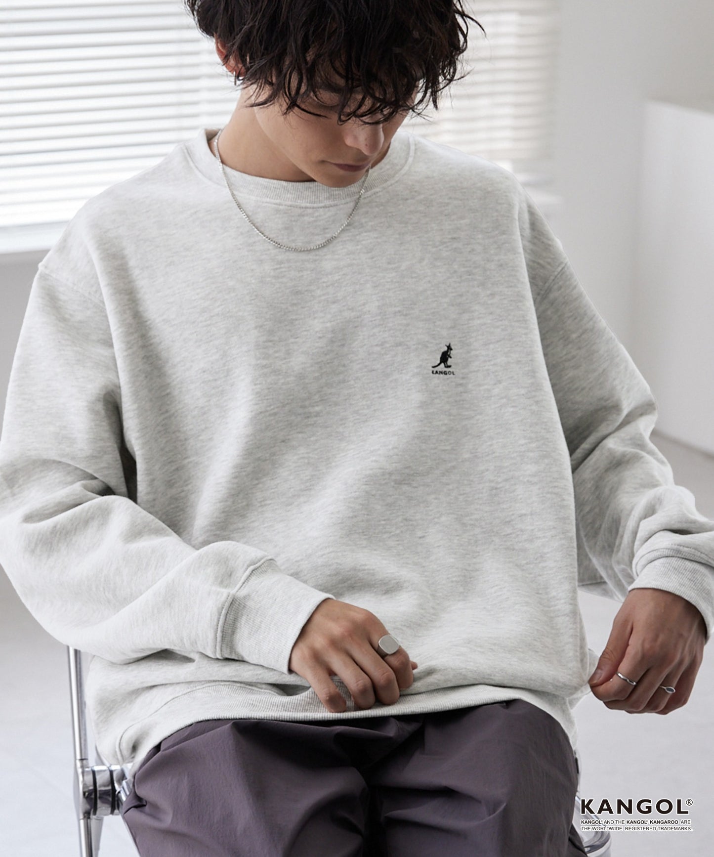 KANGOL 刺繡 Logo 寬版大學T