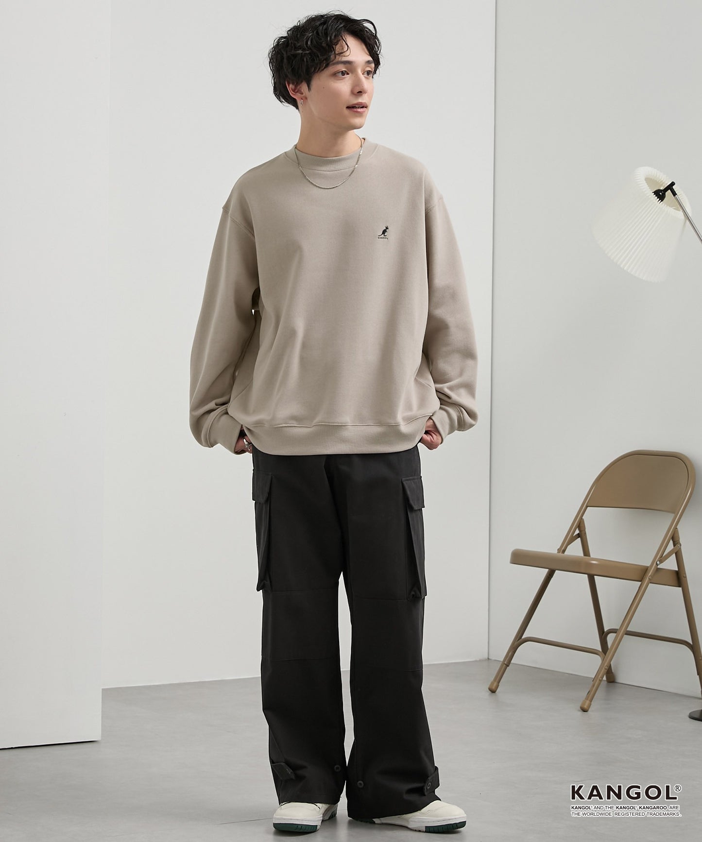 KANGOL 刺繡 Logo 寬版大學T