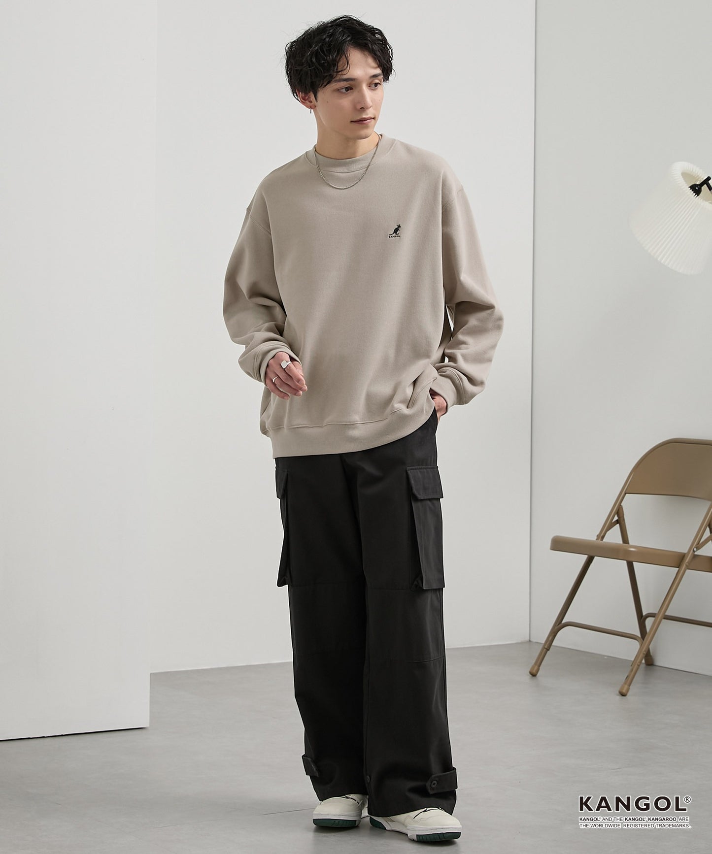 KANGOL 刺繡 Logo 寬版大學T