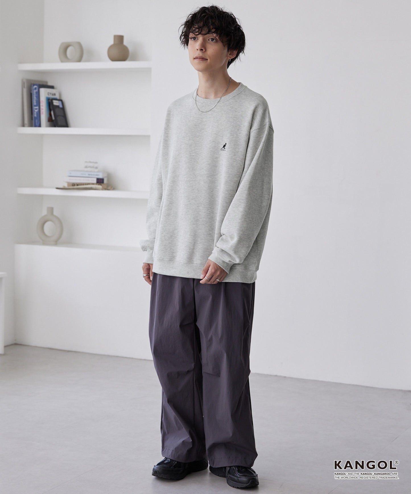 KANGOL 刺繡 Logo 寬版大學T