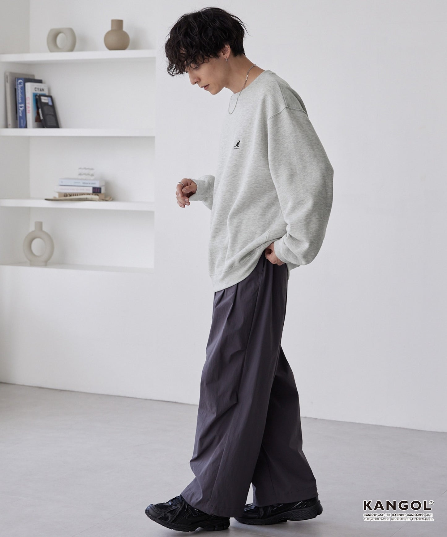 KANGOL 刺繡 Logo 寬版大學T