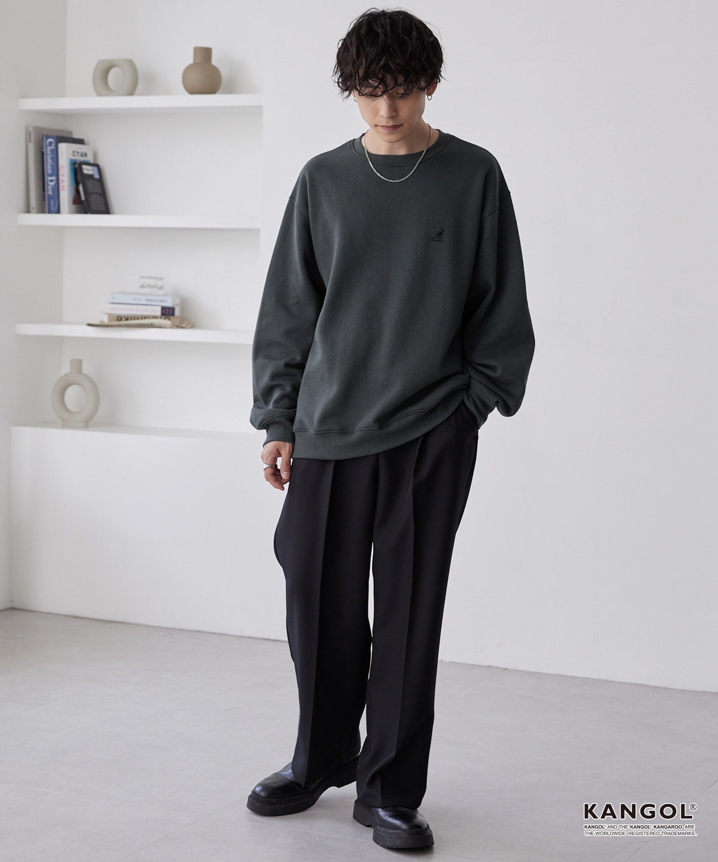 KANGOL 刺繡 Logo 寬版大學T