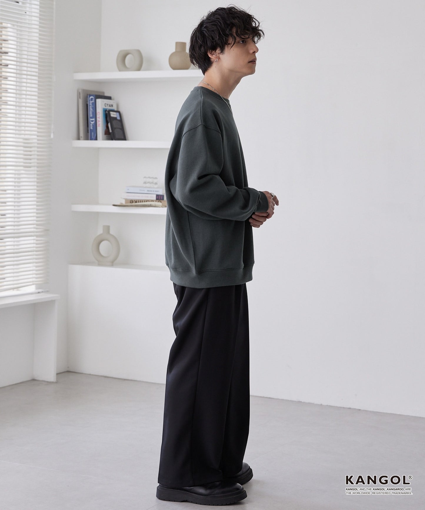 KANGOL 刺繡 Logo 寬版大學T