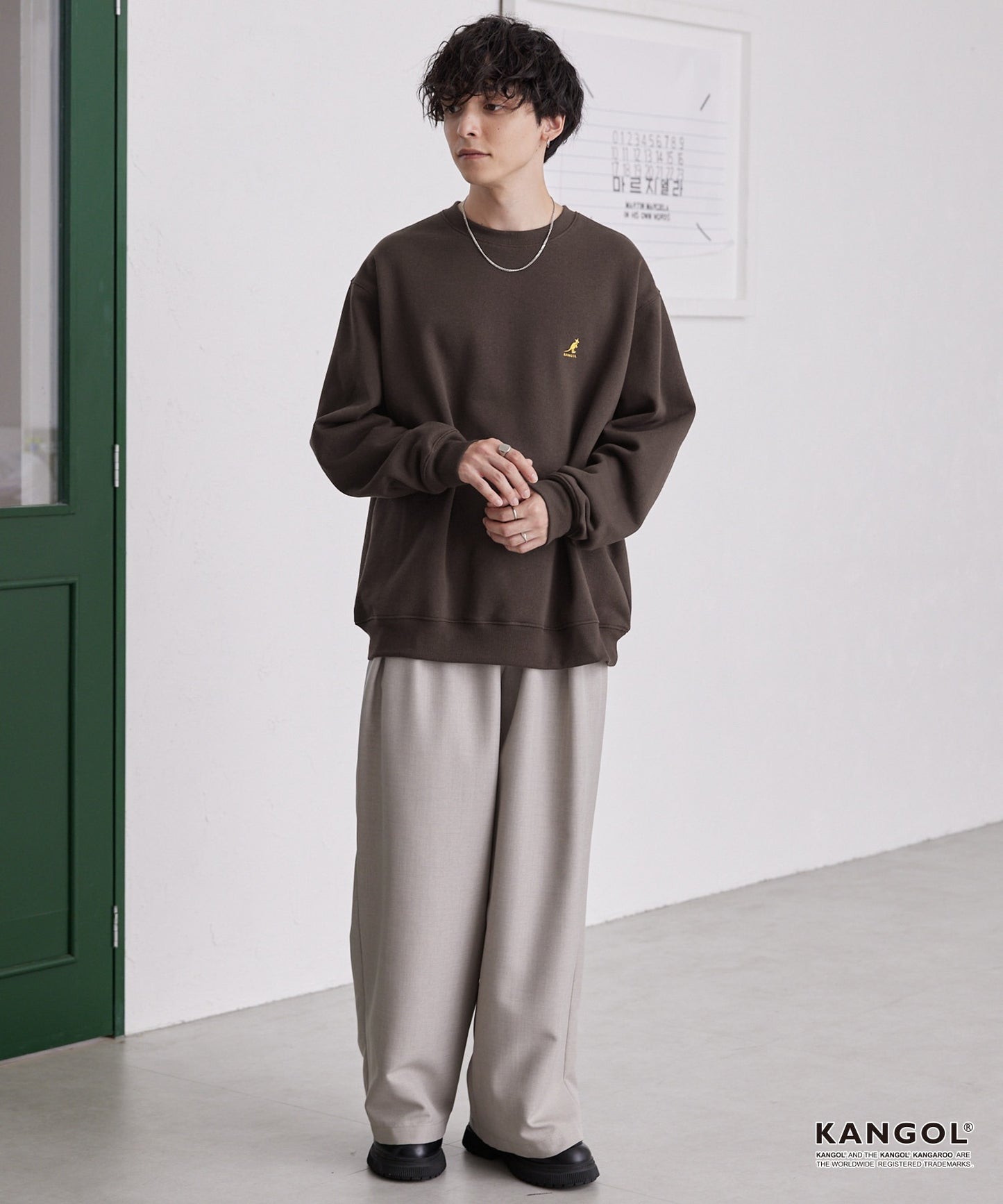 KANGOL 刺繡 Logo 寬版大學T