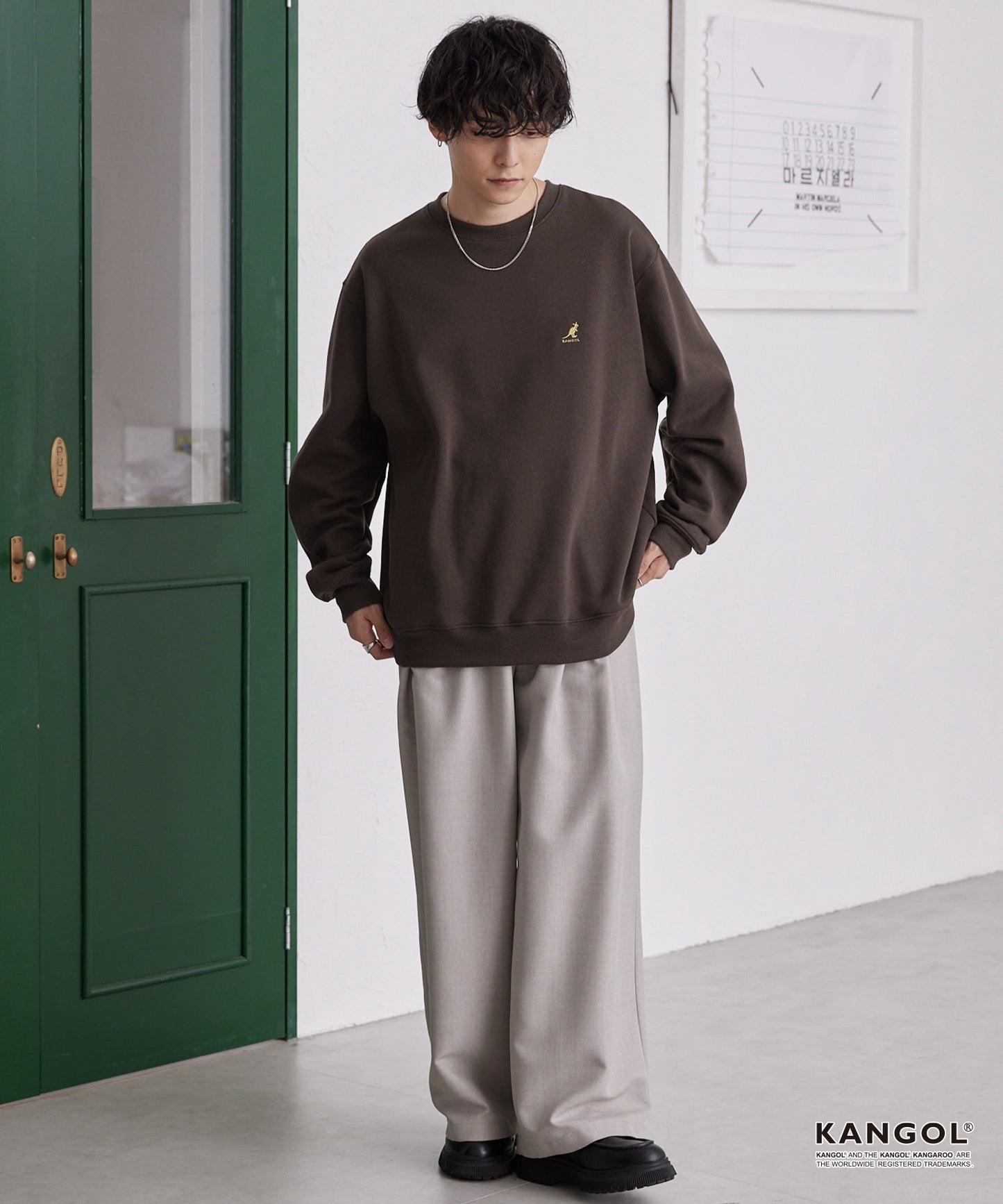 KANGOL 刺繡 Logo 寬版大學T