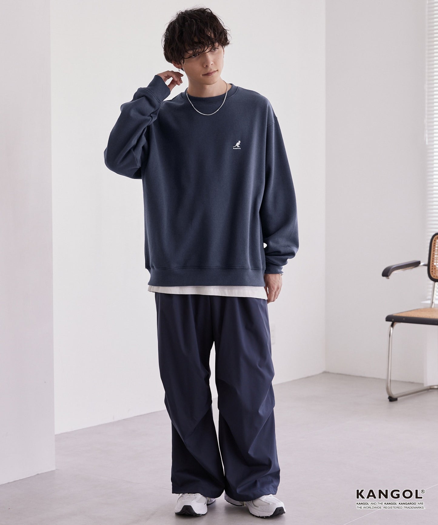 KANGOL 刺繡 Logo 寬版大學T