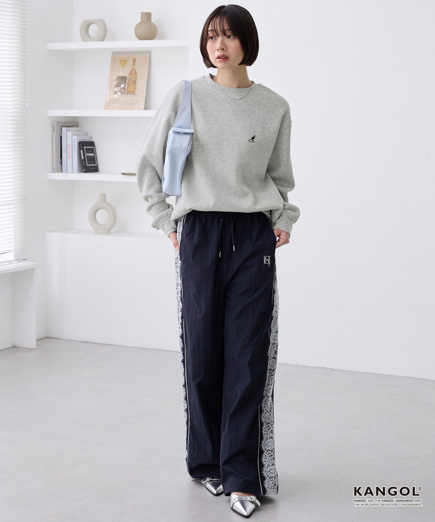 KANGOL 刺繡 Logo 寬版大學T