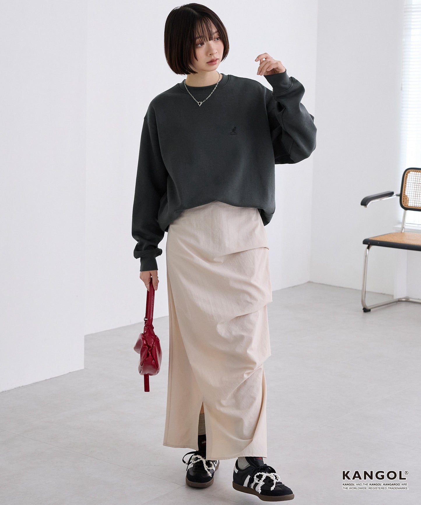 KANGOL 刺繡 Logo 寬版大學T