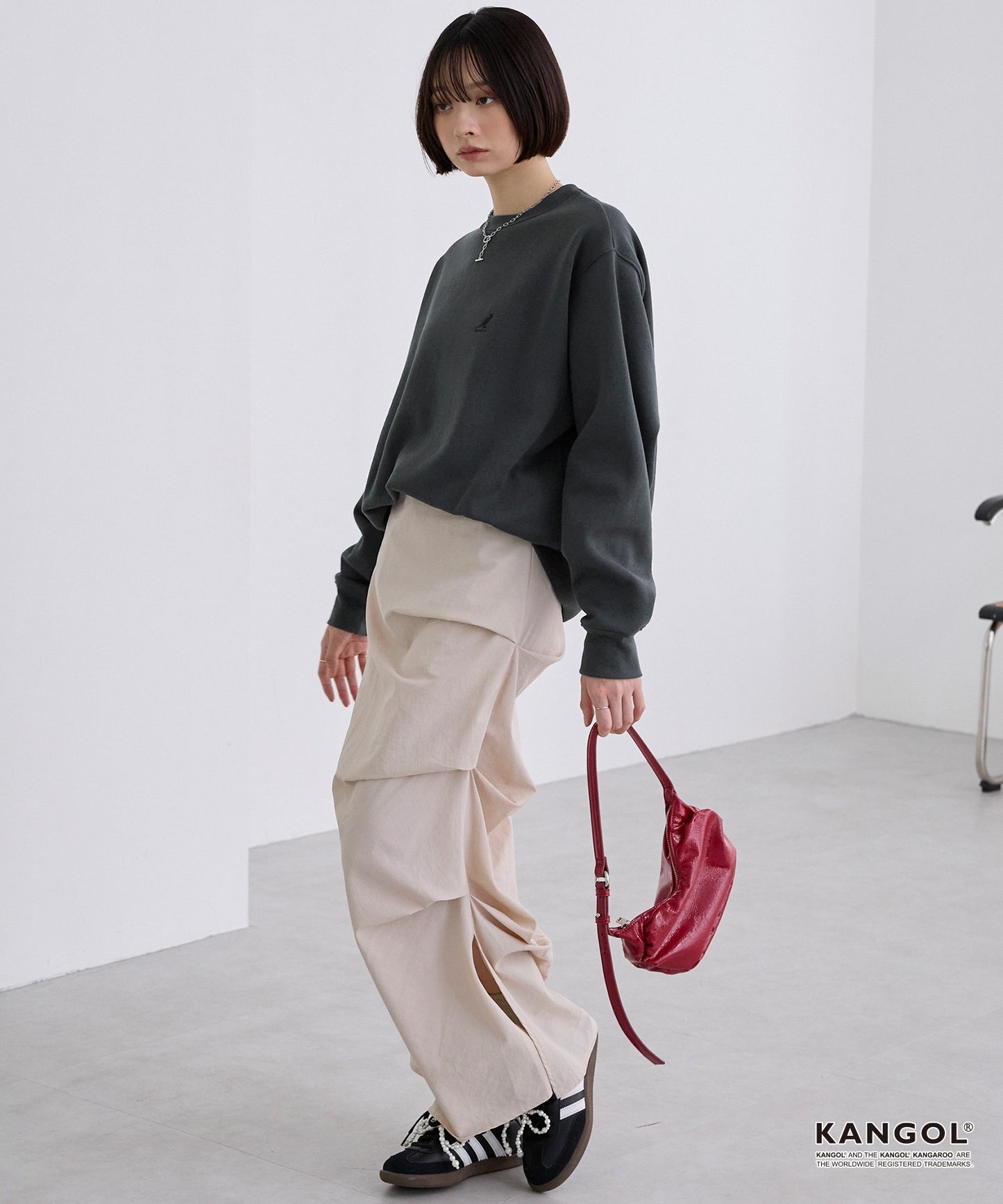 KANGOL 刺繡 Logo 寬版大學T