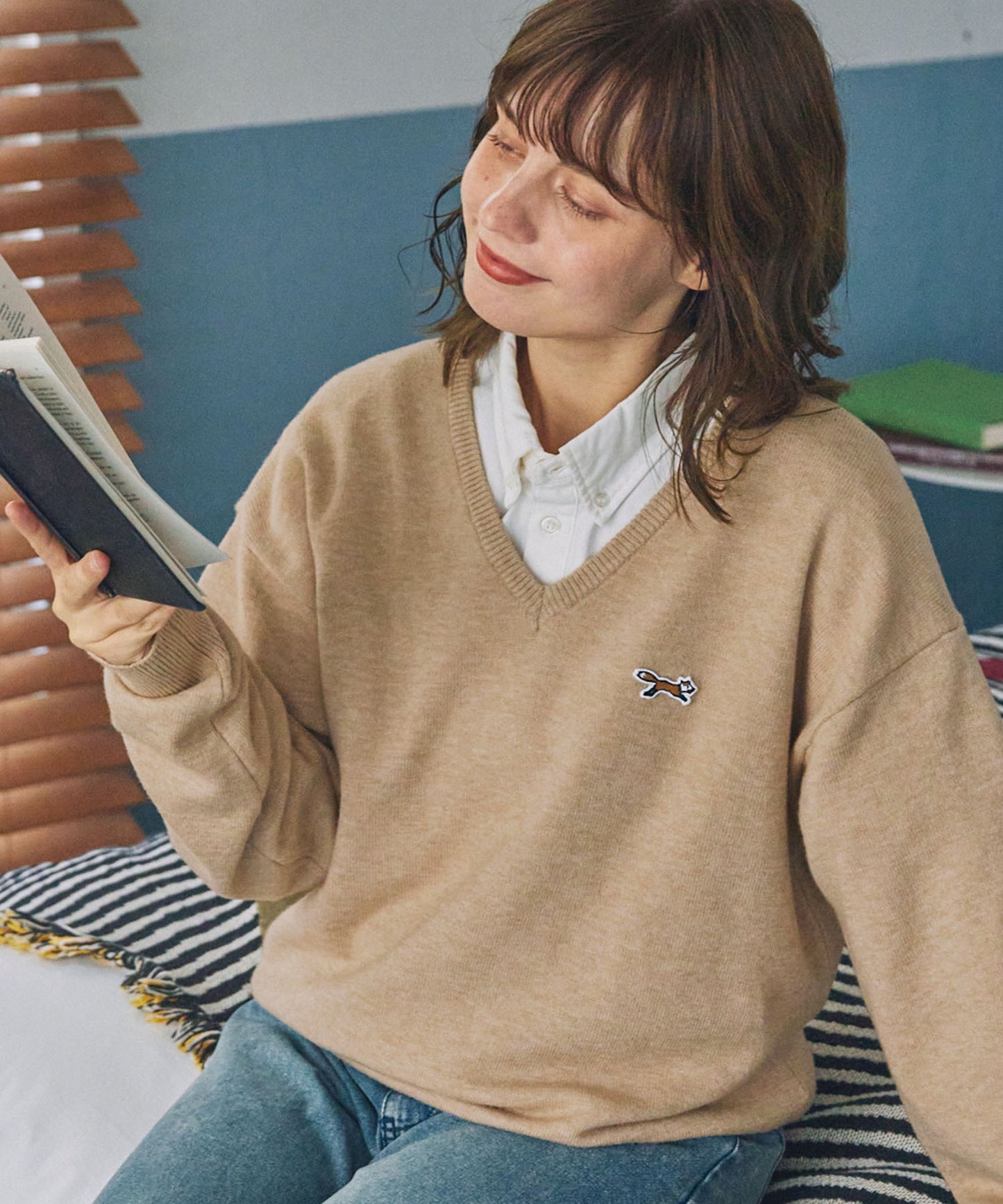 PENNEYS THE FOX Logo 狐狸刺繡V領針織上衣