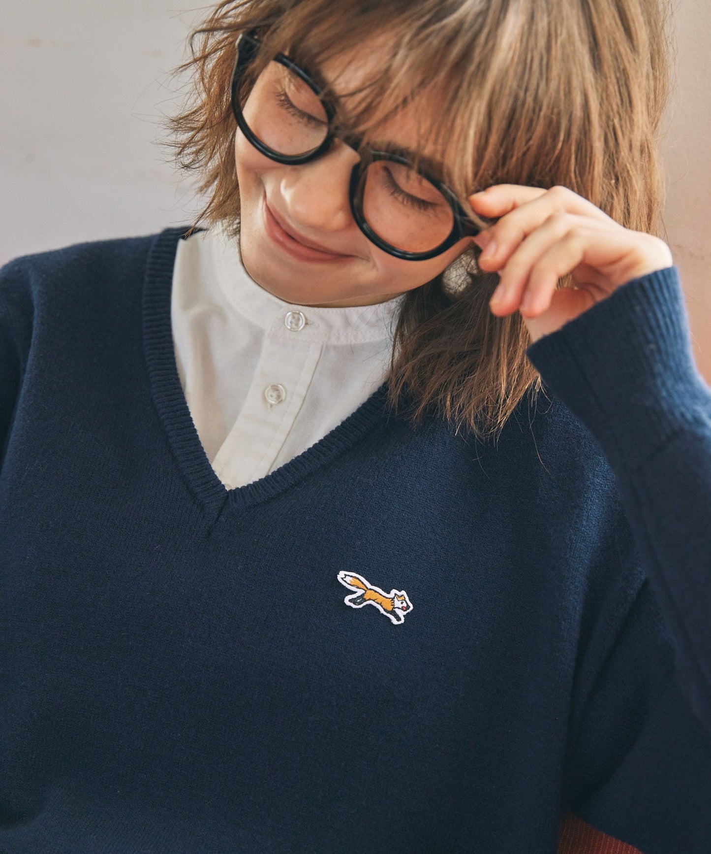 PENNEYS THE FOX Logo 狐狸刺繡V領針織上衣