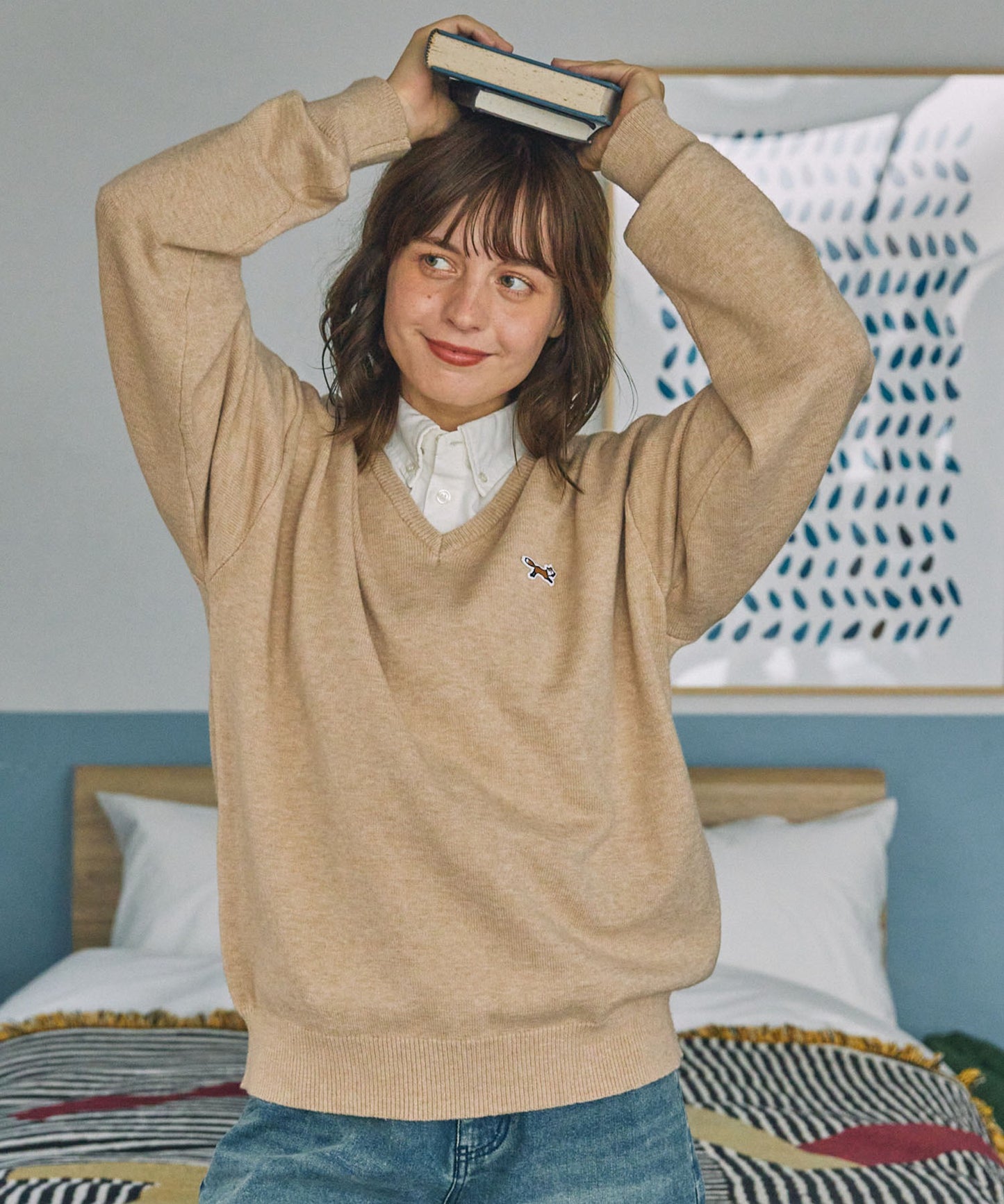 PENNEYS THE FOX Logo 狐狸刺繡V領針織上衣