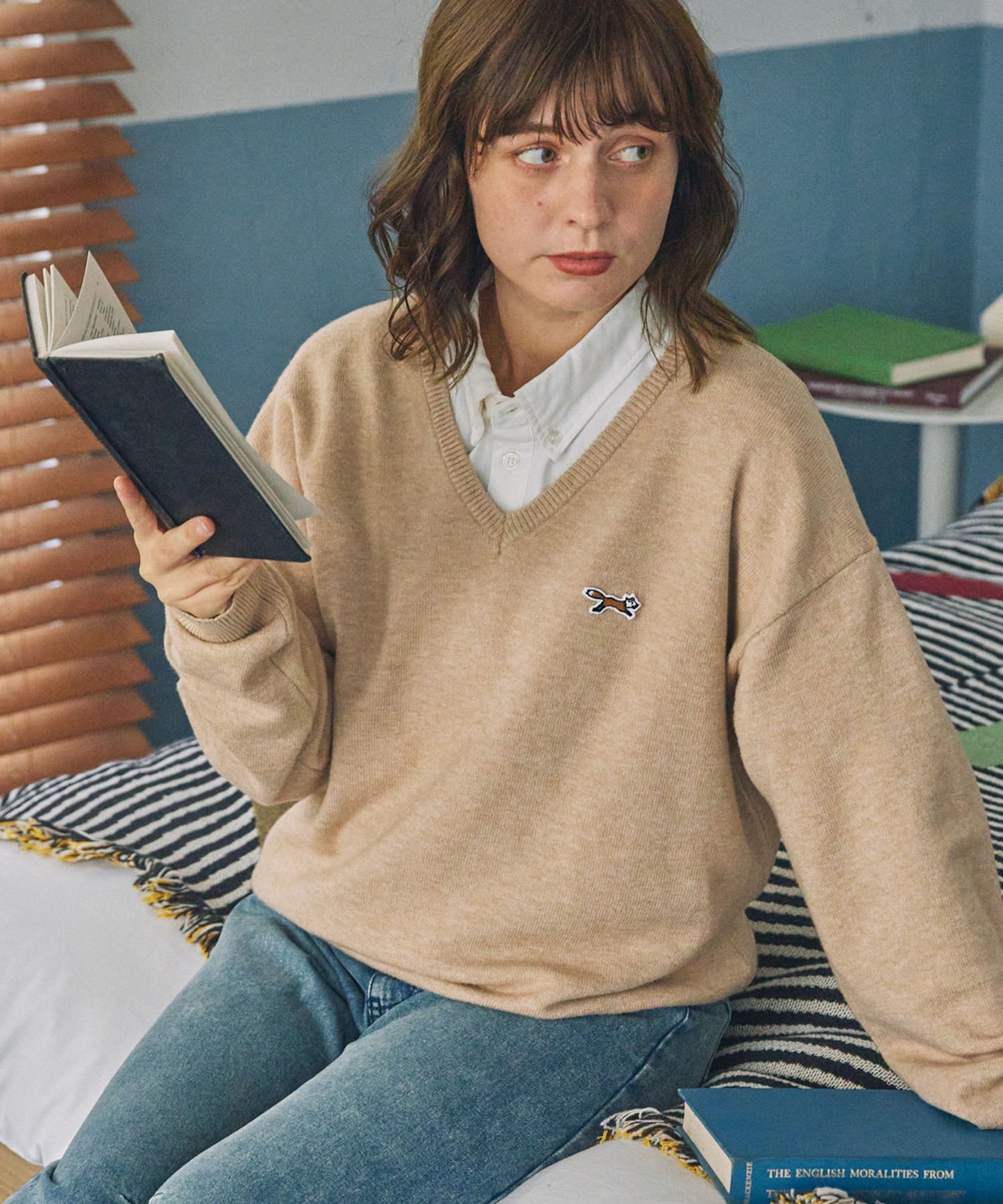 PENNEYS THE FOX Logo 狐狸刺繡V領針織上衣