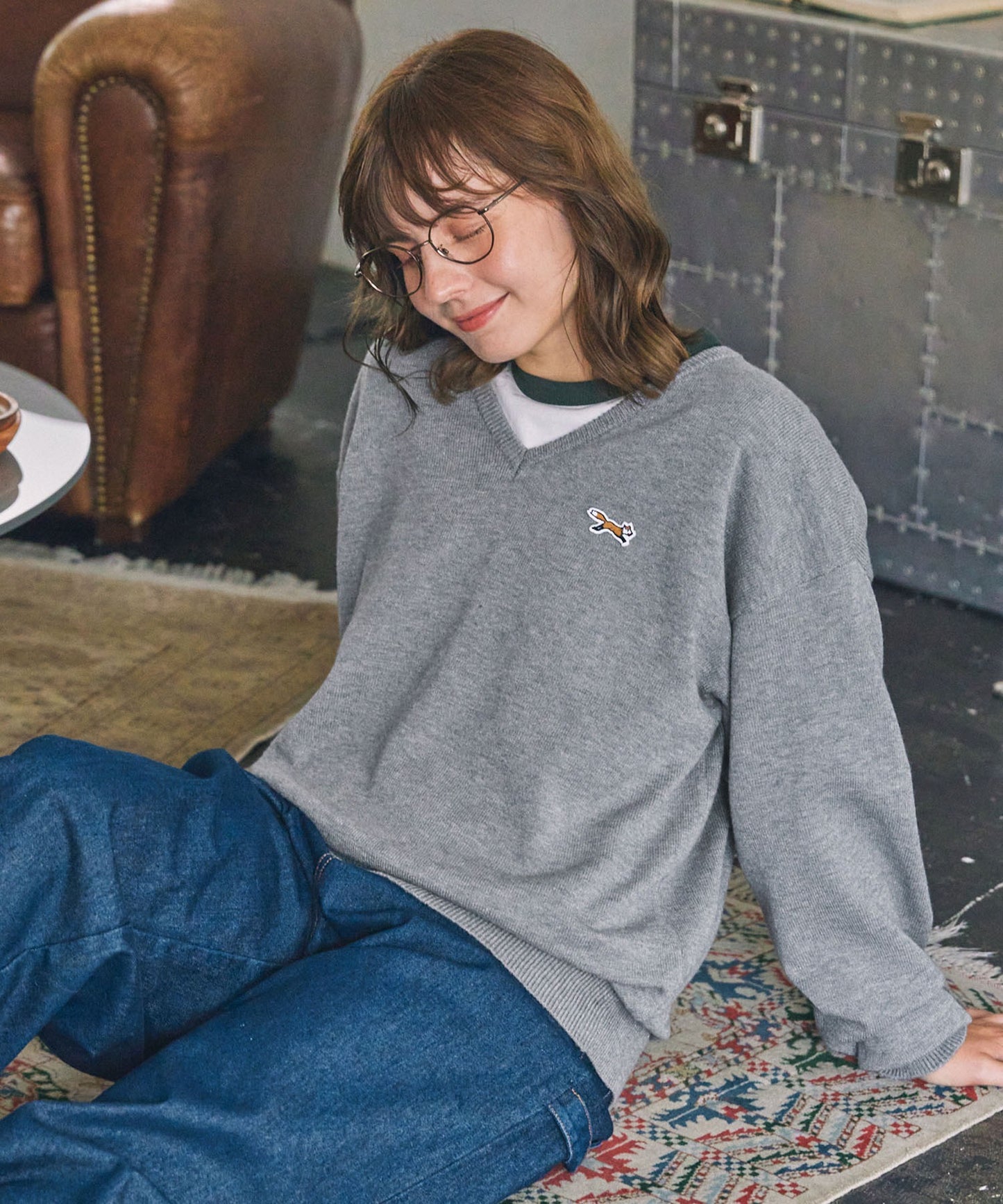 PENNEYS THE FOX Logo 狐狸刺繡V領針織上衣