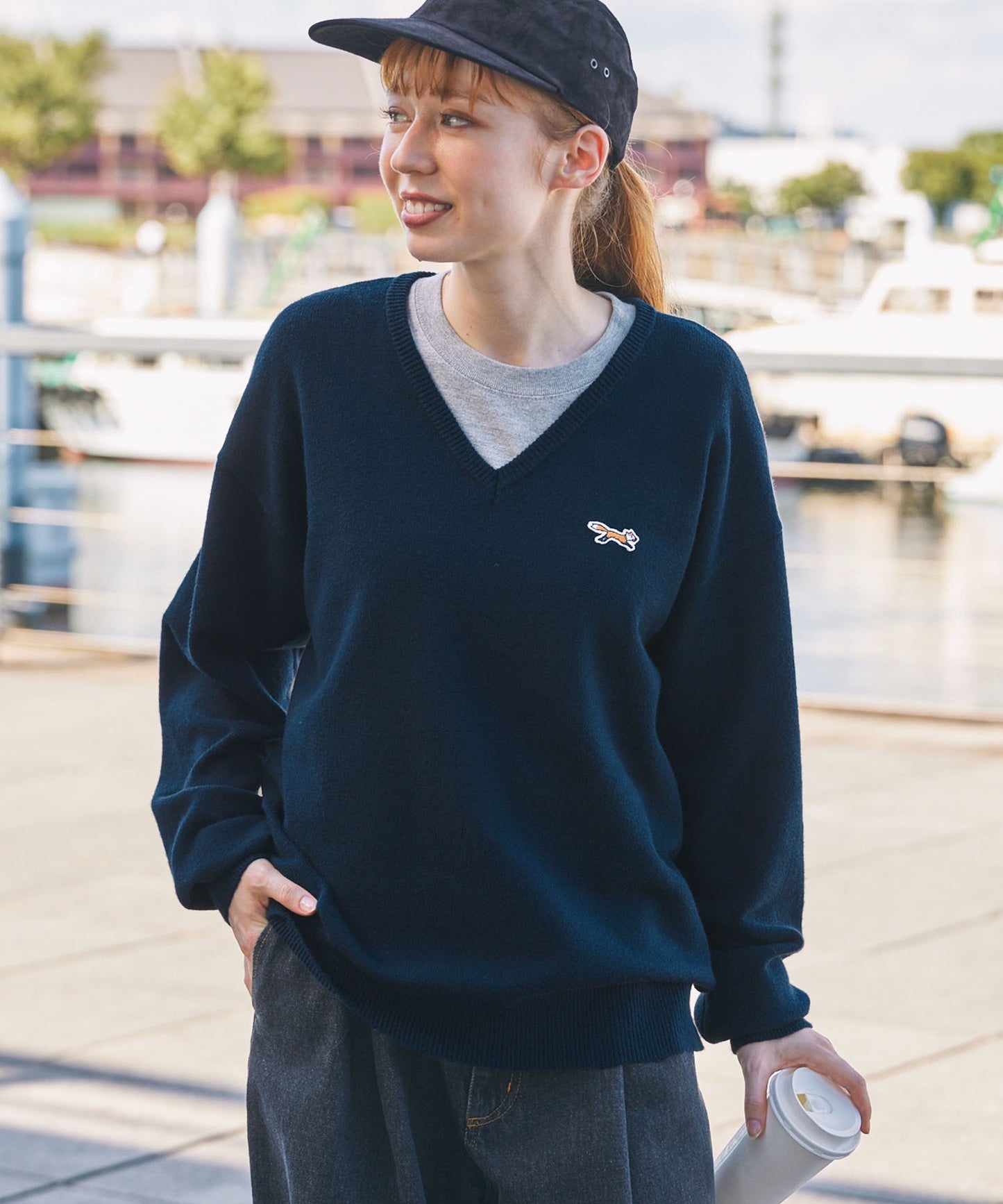 PENNEYS THE FOX Logo 狐狸刺繡V領針織上衣