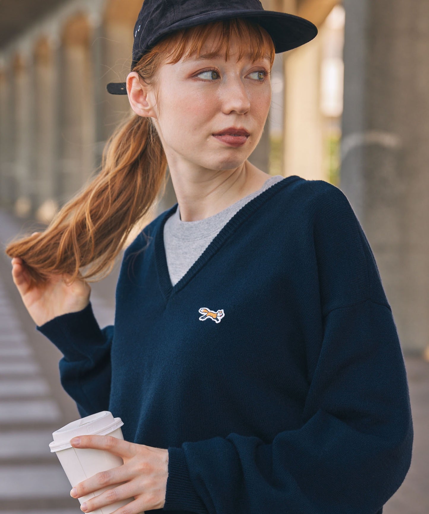 PENNEYS THE FOX Logo 狐狸刺繡V領針織上衣