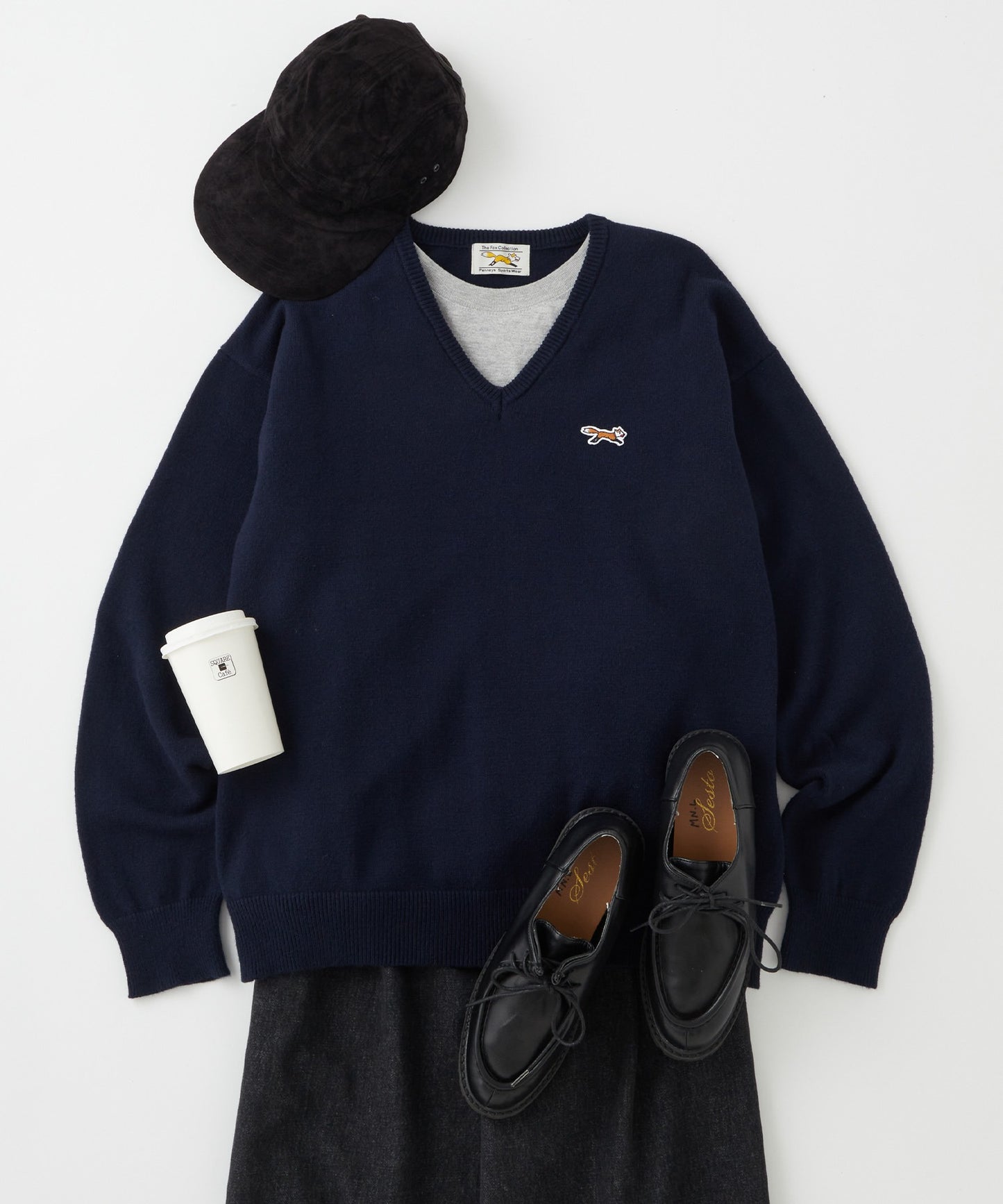 PENNEYS THE FOX Logo 狐狸刺繡V領針織上衣