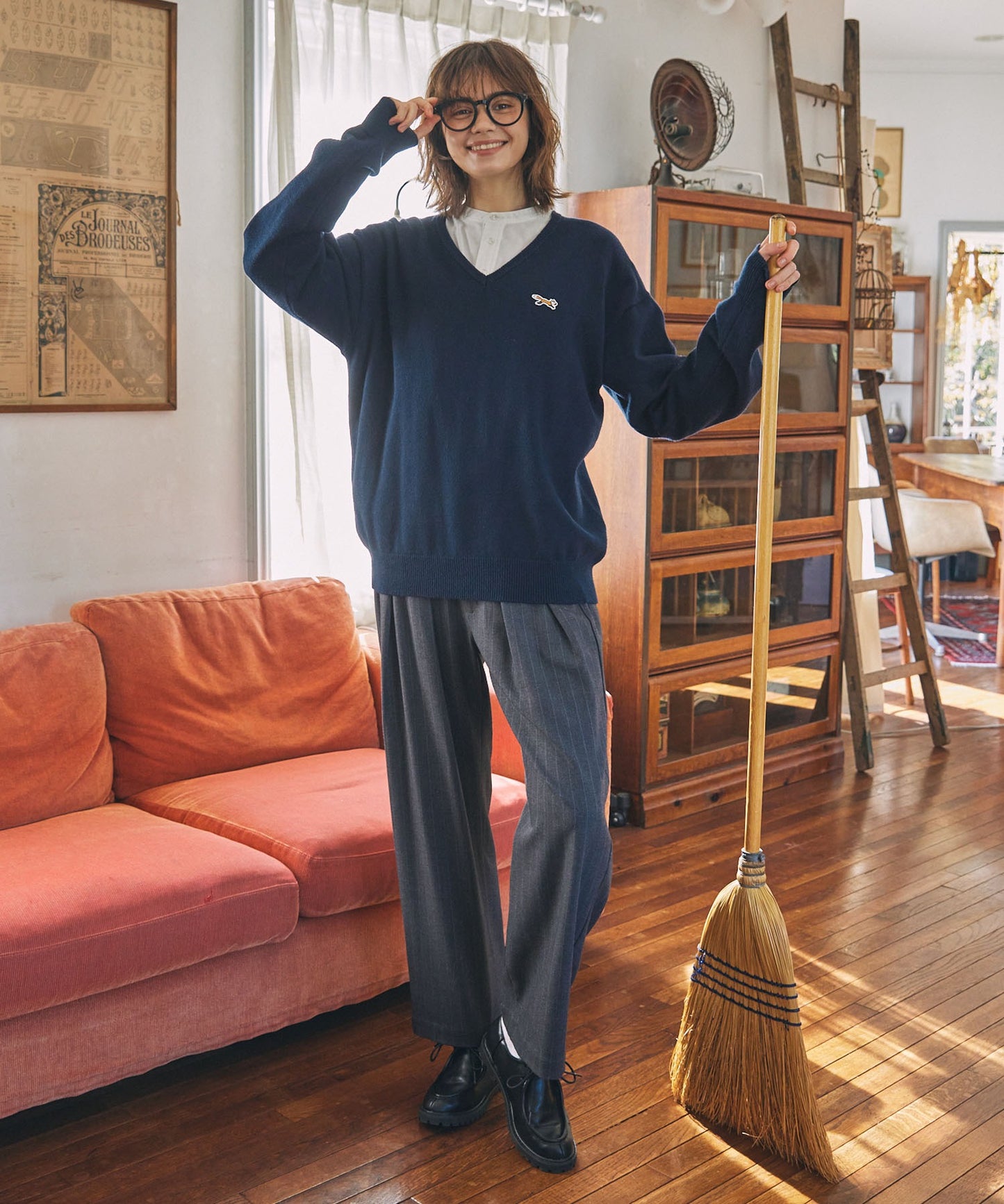 PENNEYS THE FOX Logo 狐狸刺繡V領針織上衣