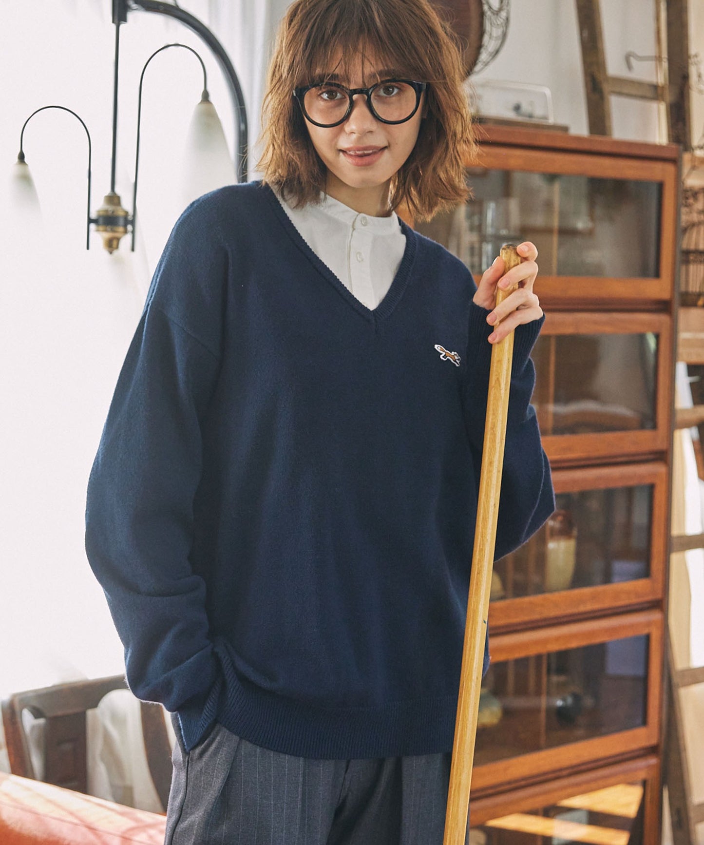 PENNEYS THE FOX Logo 狐狸刺繡V領針織上衣