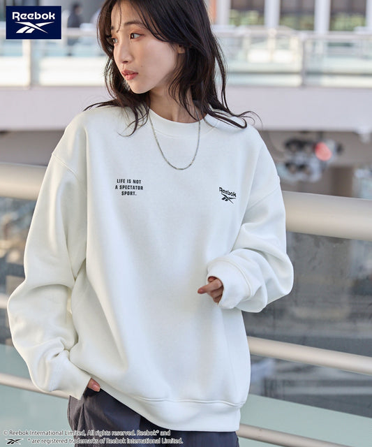 Reebok 雙Logo刺繡寬版大學T