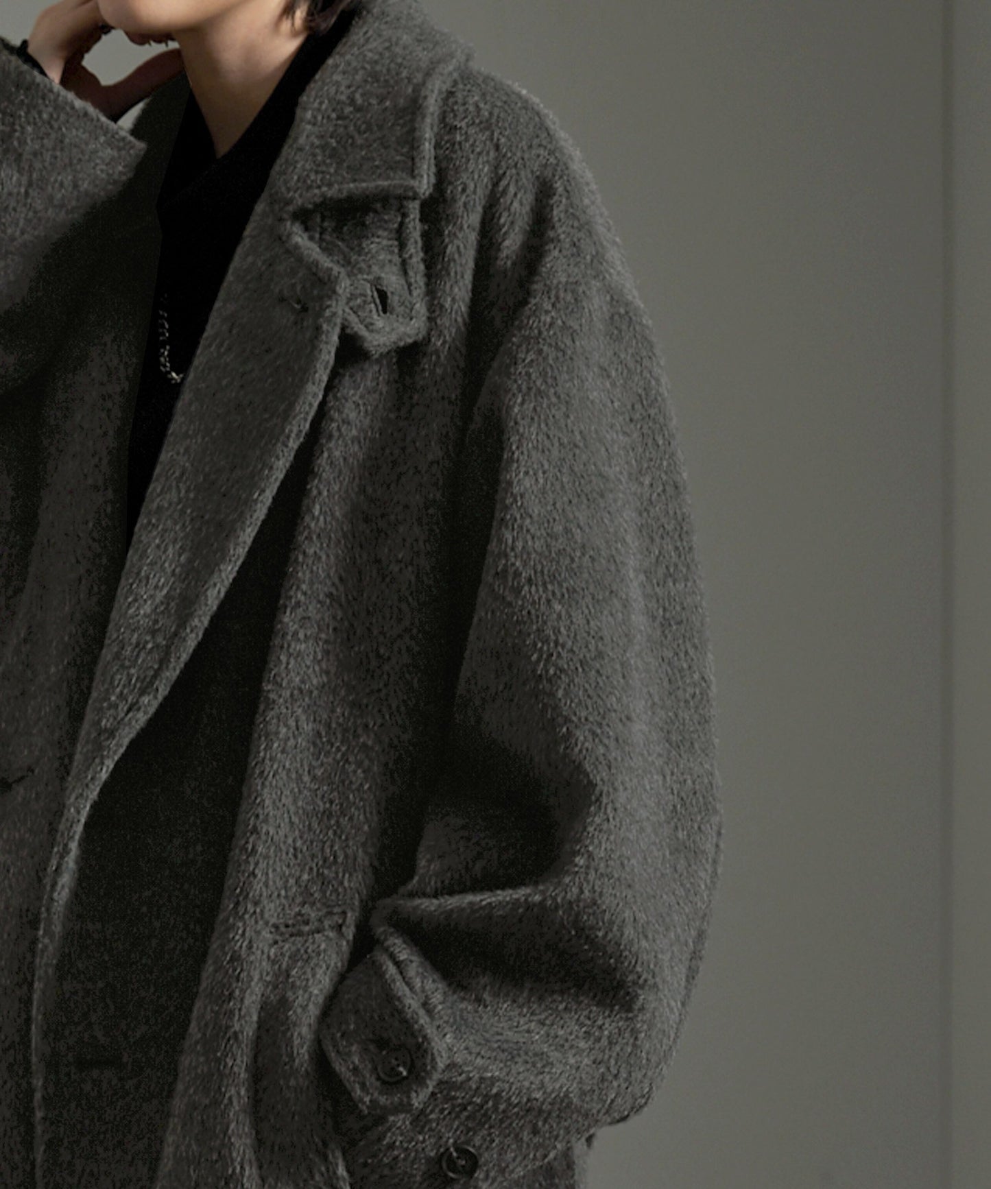 CIYOT-シヨウト- 長版雙排釦寬鬆毛呢大衣外套