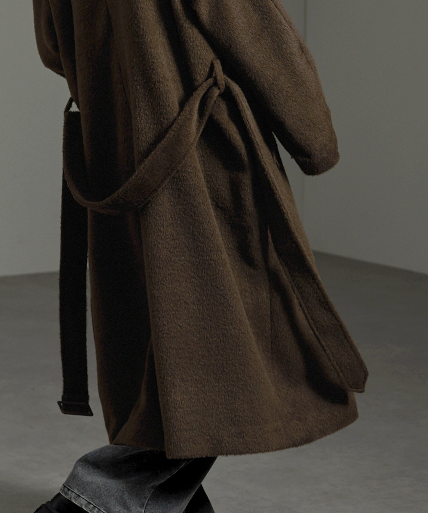 CIYOT-シヨウト- 長版雙排釦寬鬆毛呢大衣外套