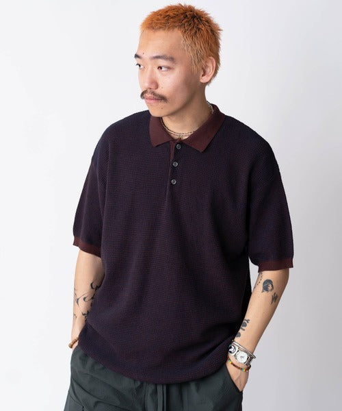 Gym Master High gauge knit striped polo shirt 針織條紋短袖Polo衫