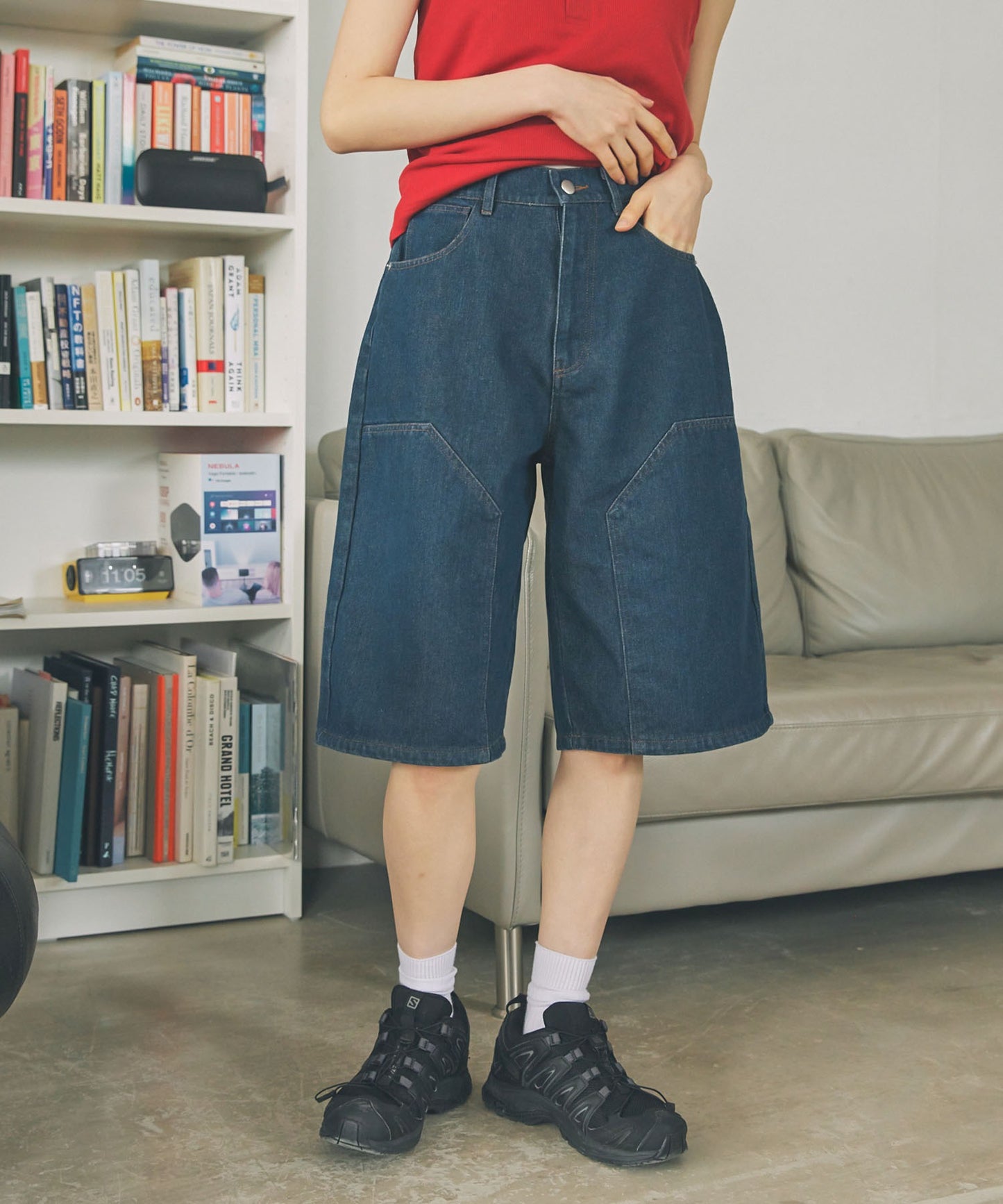 Unblend 雙層膝部牛仔短褲