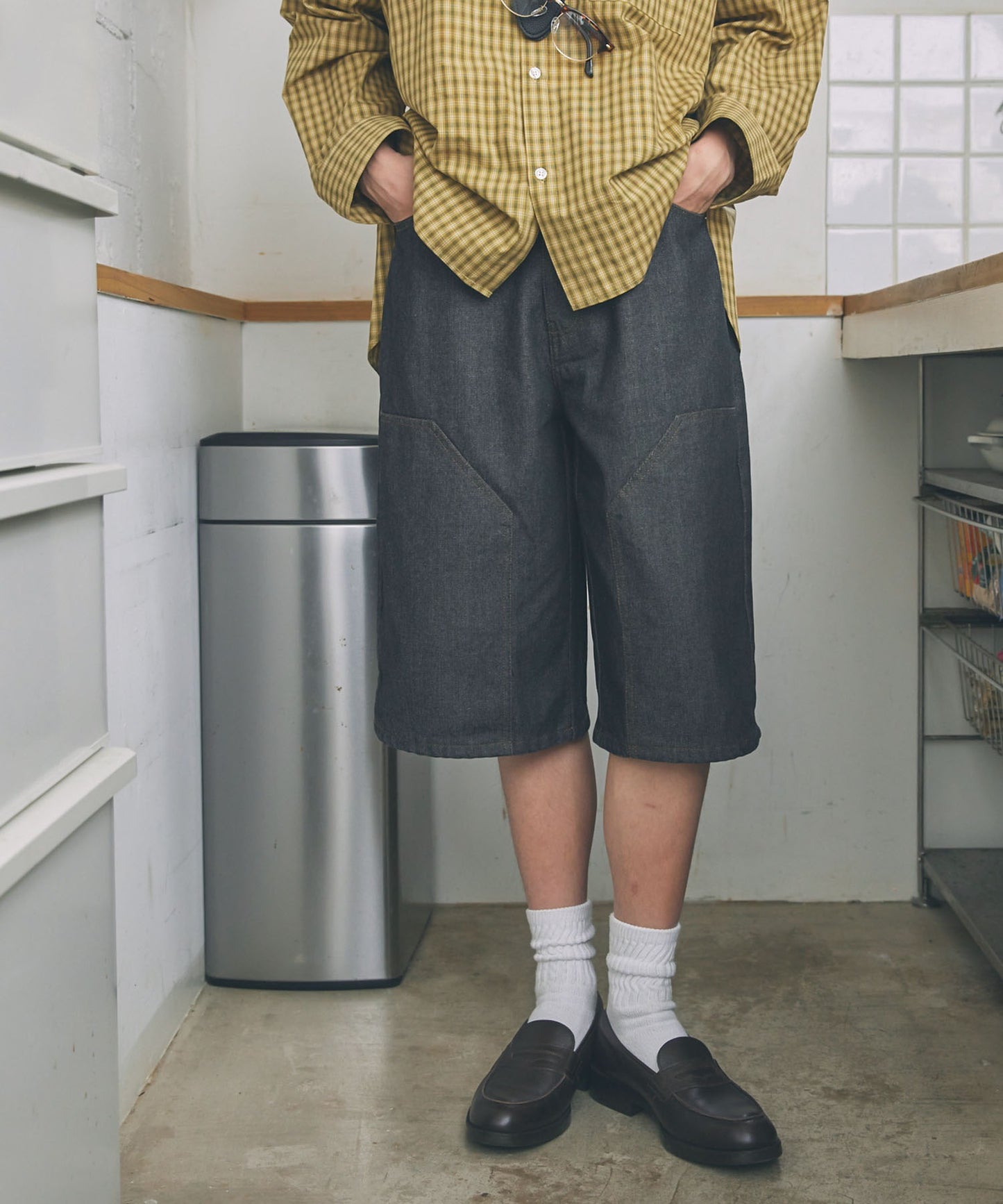 Unblend 雙層膝部牛仔短褲