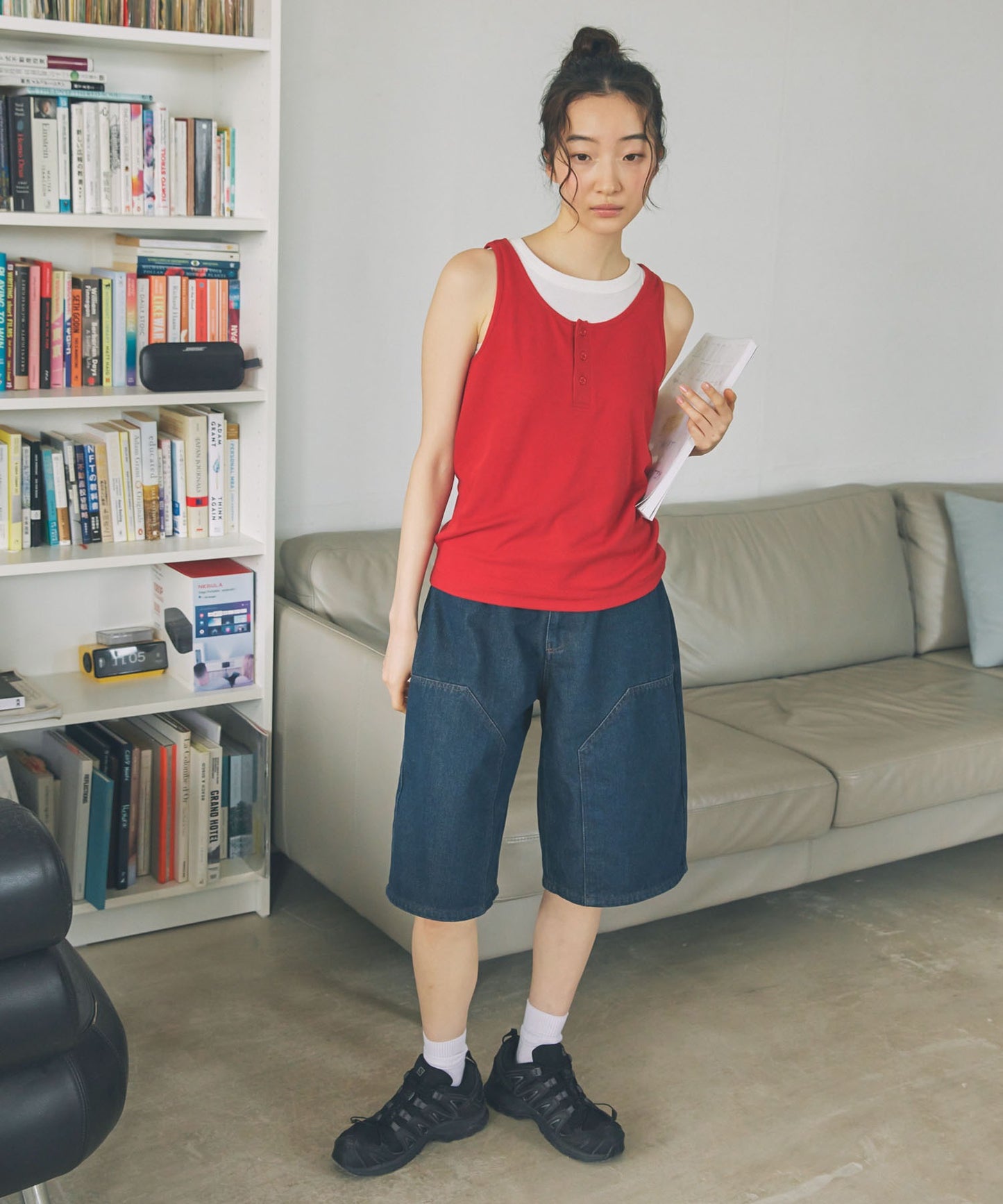 Unblend 雙層膝部牛仔短褲