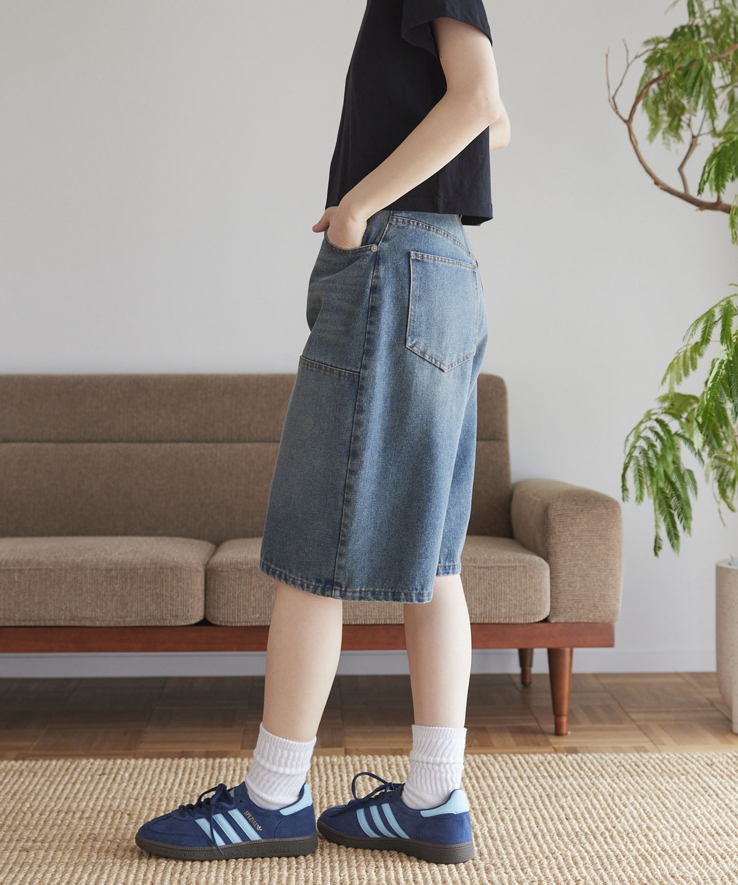 Unblend 雙層膝部牛仔短褲