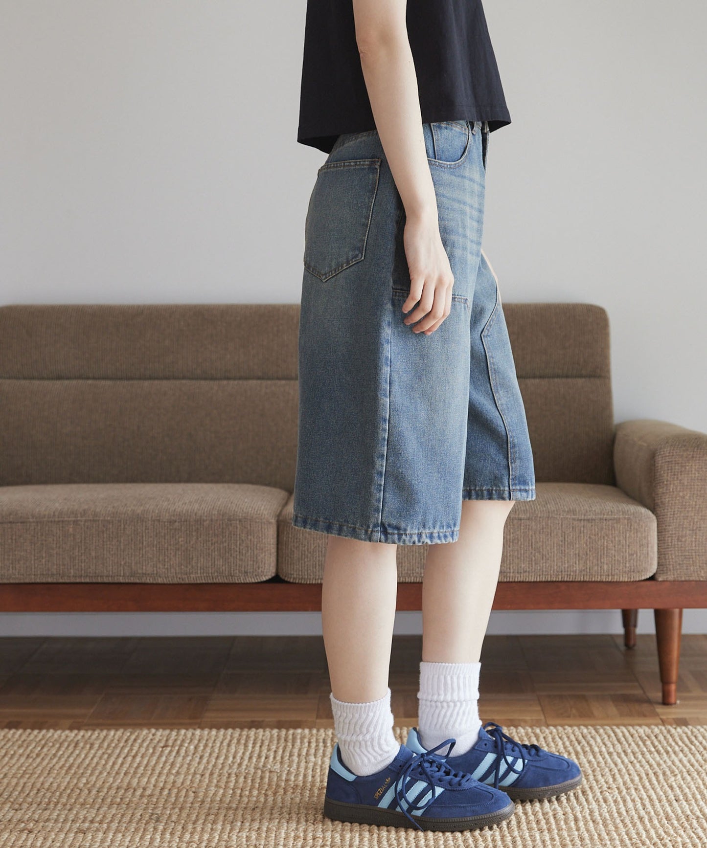 Unblend 雙層膝部牛仔短褲