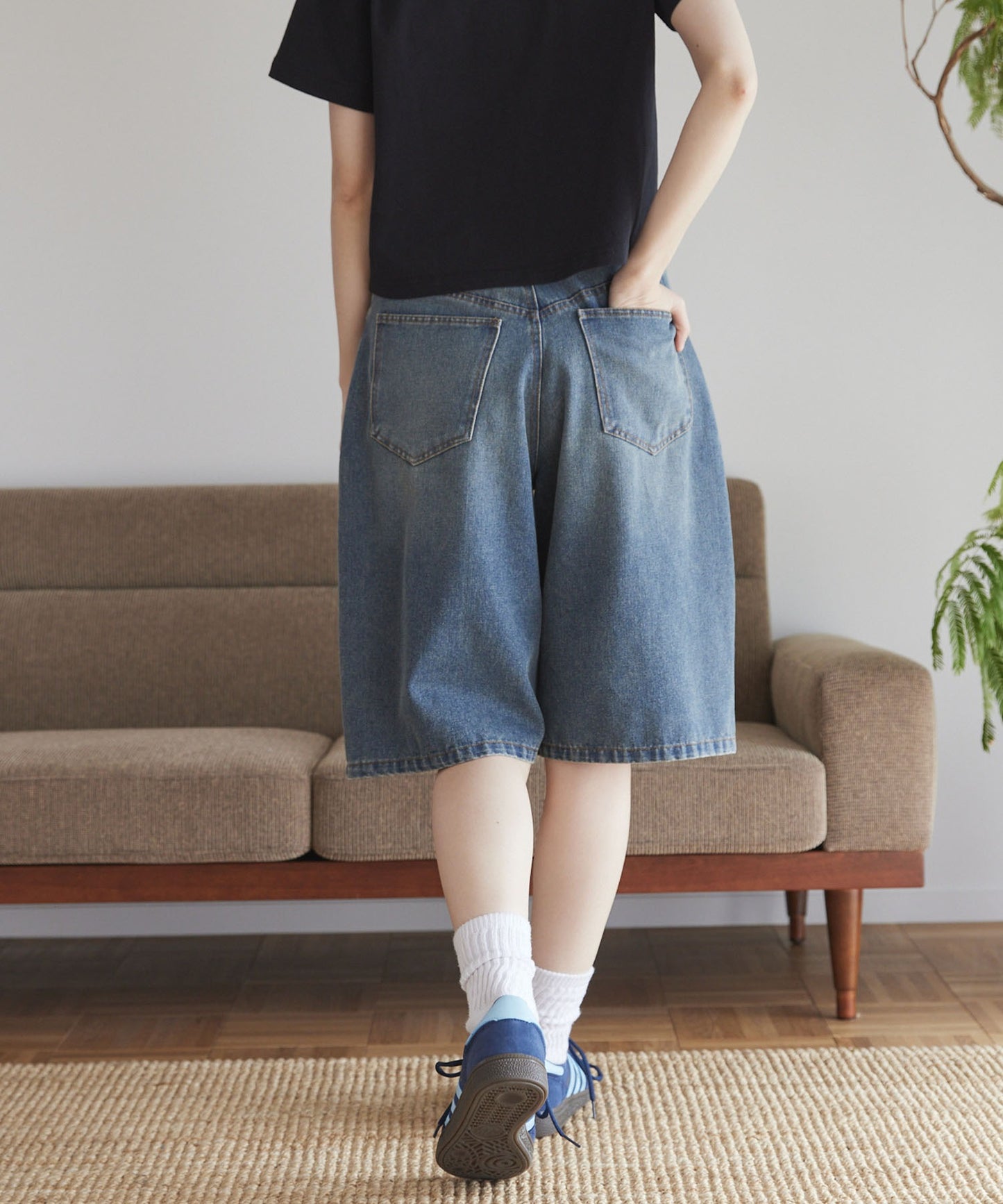 Unblend 雙層膝部牛仔短褲