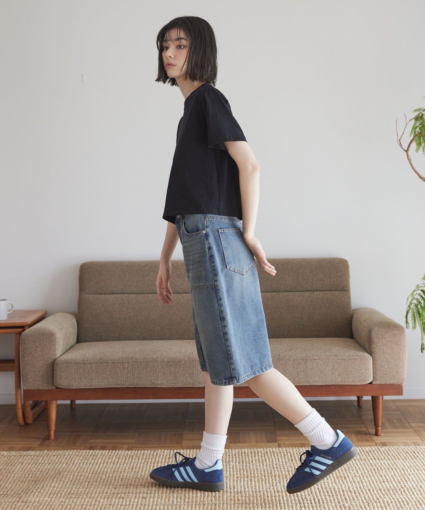 Unblend 雙層膝部牛仔短褲