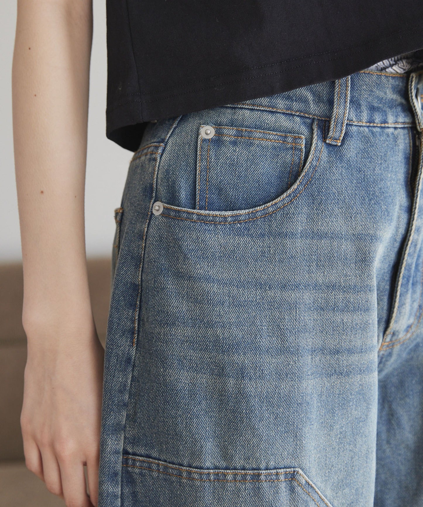 Unblend 雙層膝部牛仔短褲