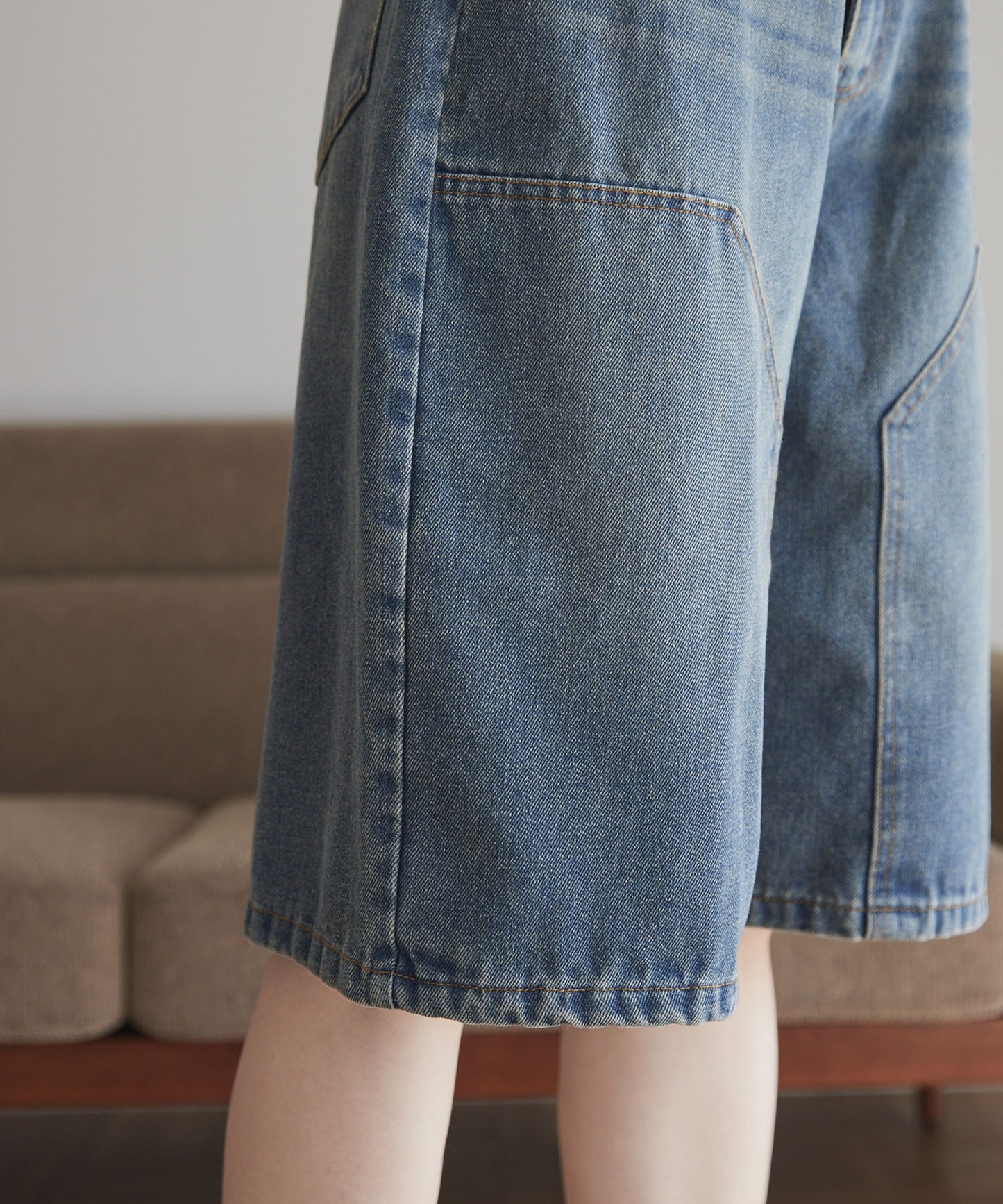 Unblend 雙層膝部牛仔短褲