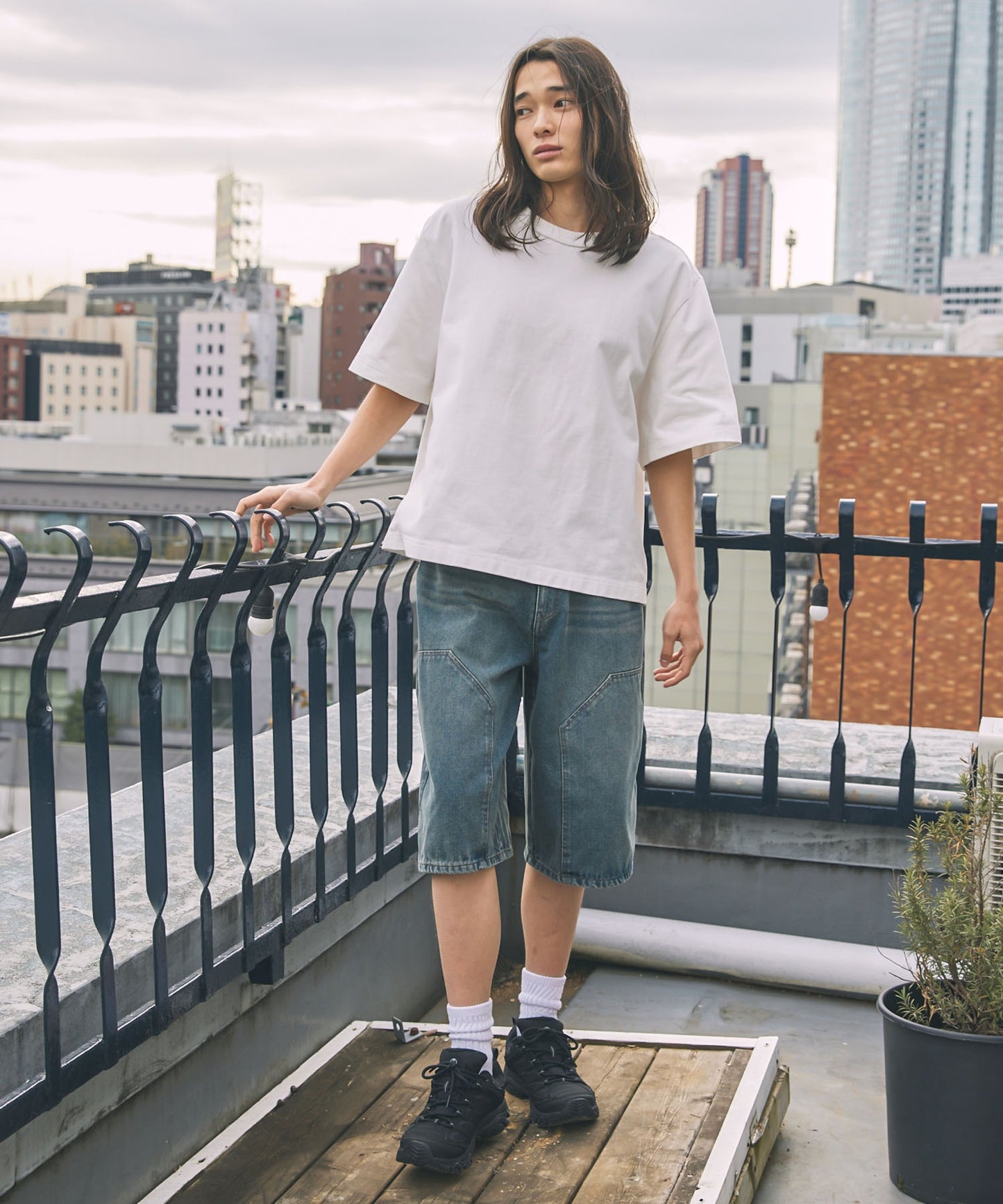 Unblend 雙層膝部牛仔短褲