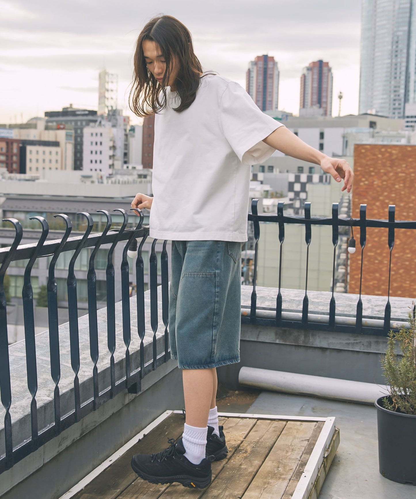 Unblend 雙層膝部牛仔短褲