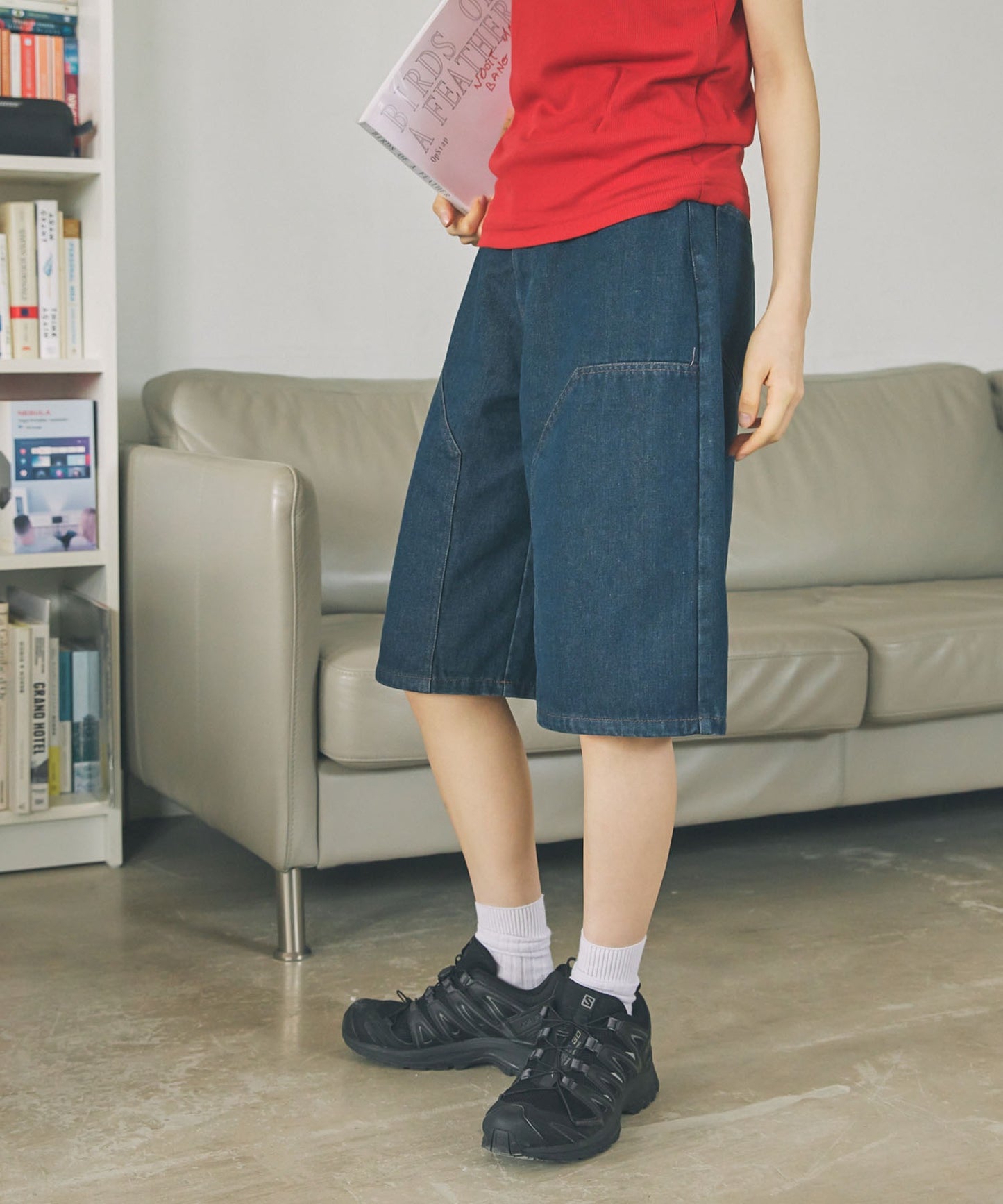 Unblend 雙層膝部牛仔短褲