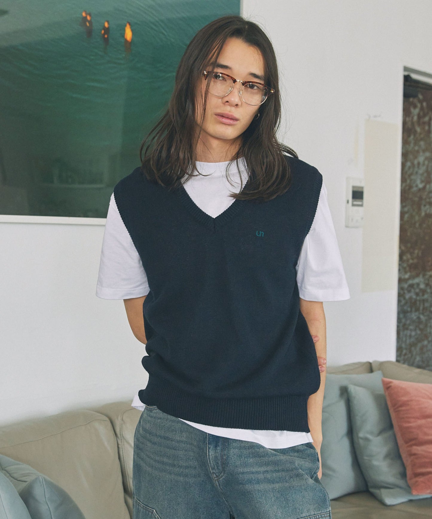 Unblend 簡約Logo刺繡針織背心