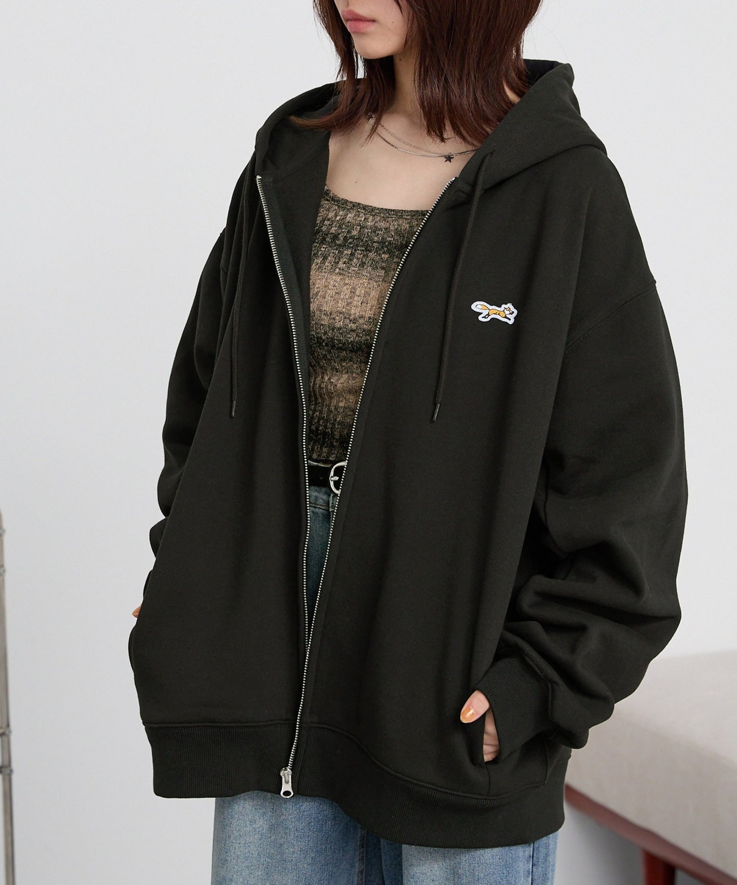 PENNEYS 限定 THE FOX 刺繡LOGO寬版拉鍊連帽外套