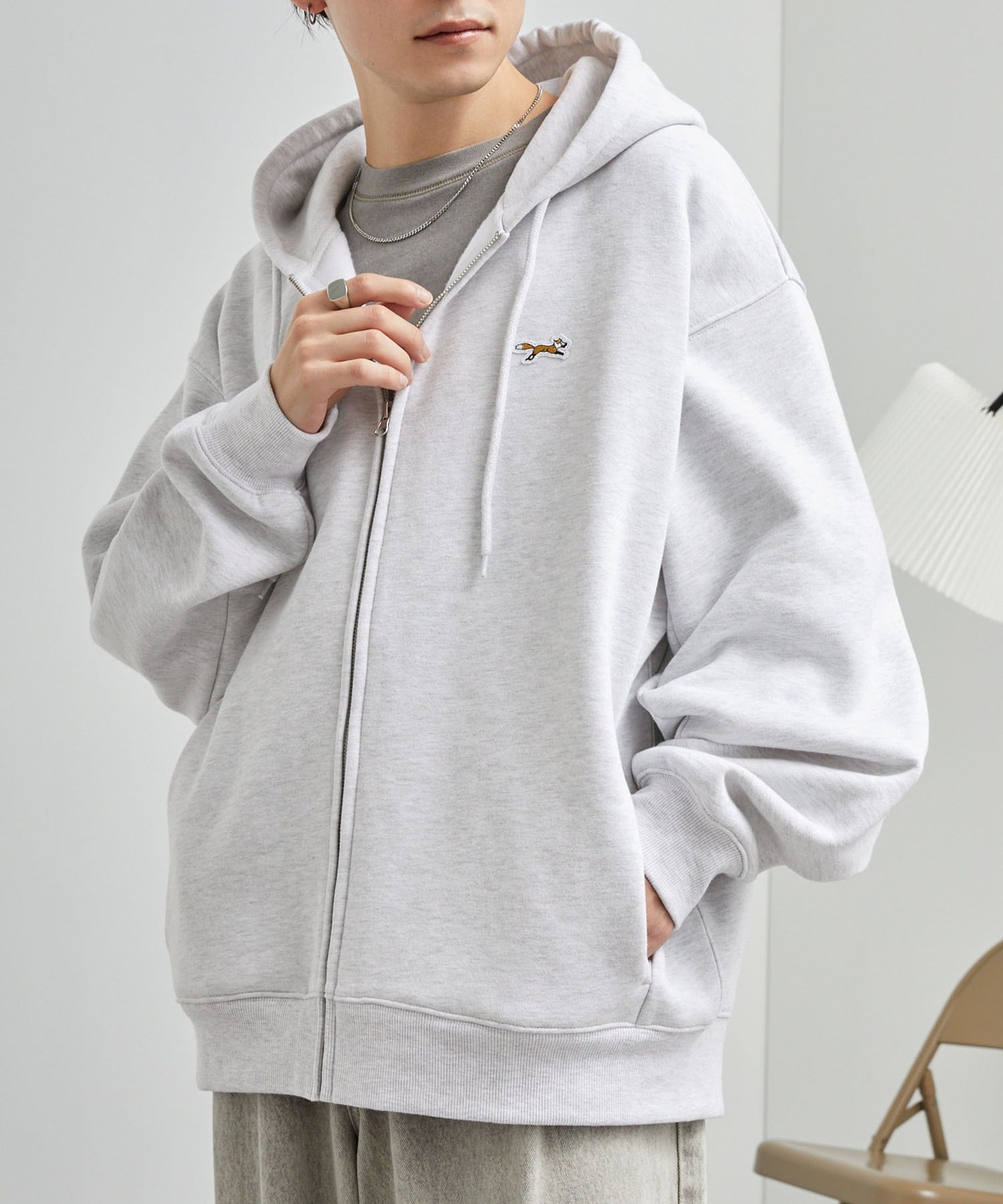 PENNEYS 限定 THE FOX 刺繡LOGO寬版拉鍊連帽外套