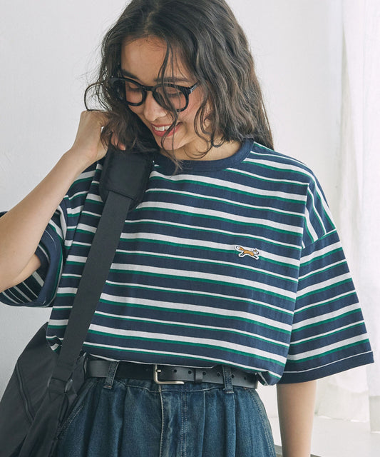 PENNEYS THE FOX logo patch embroidered striped T-shirt 狐狸刺繡LOGO短袖上衣