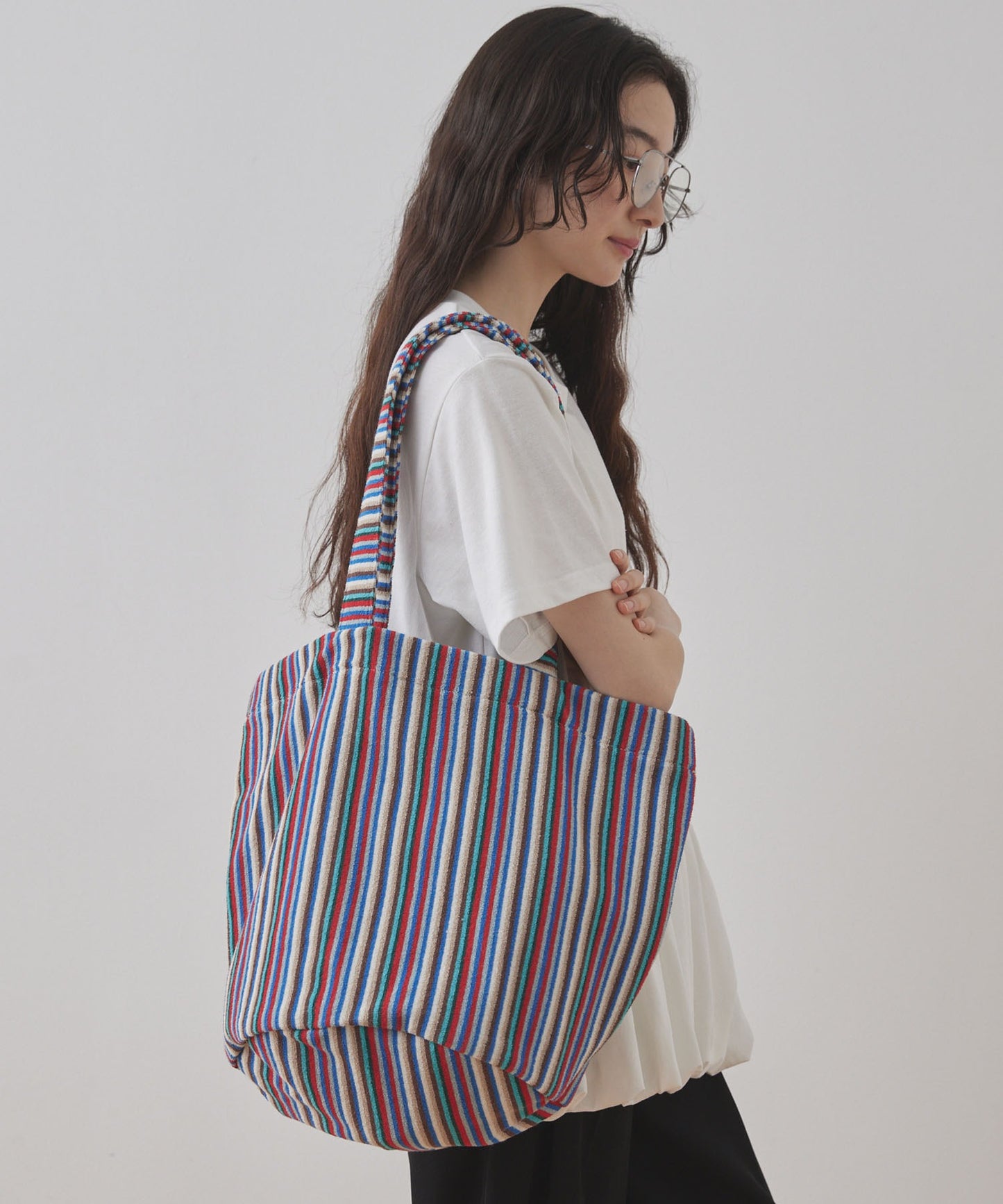 Unblend Pile Stripe Big Tote Bag 大容量托特包