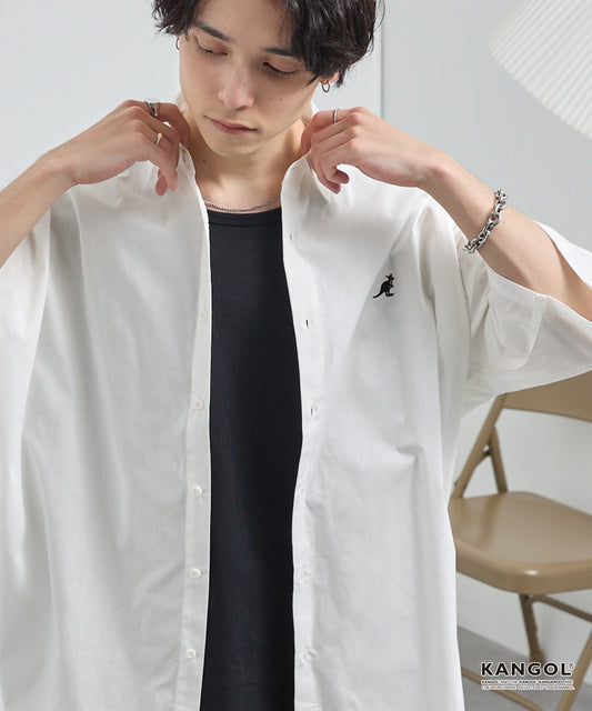 KANGOL regular collar short sleeve shirt 刺繡 Logo短袖襯衫