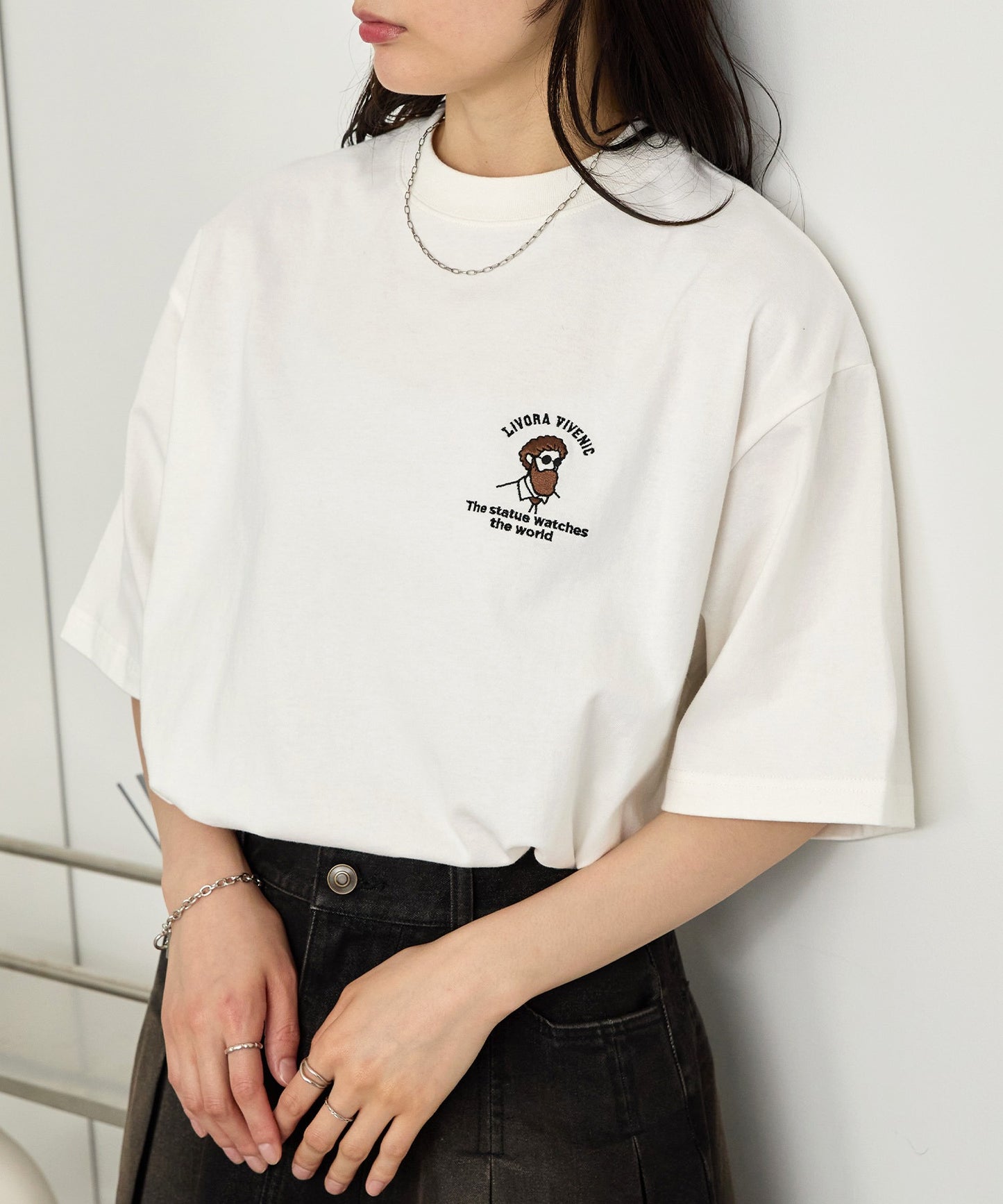 MONO-MART 刺繡圖案短袖T恤